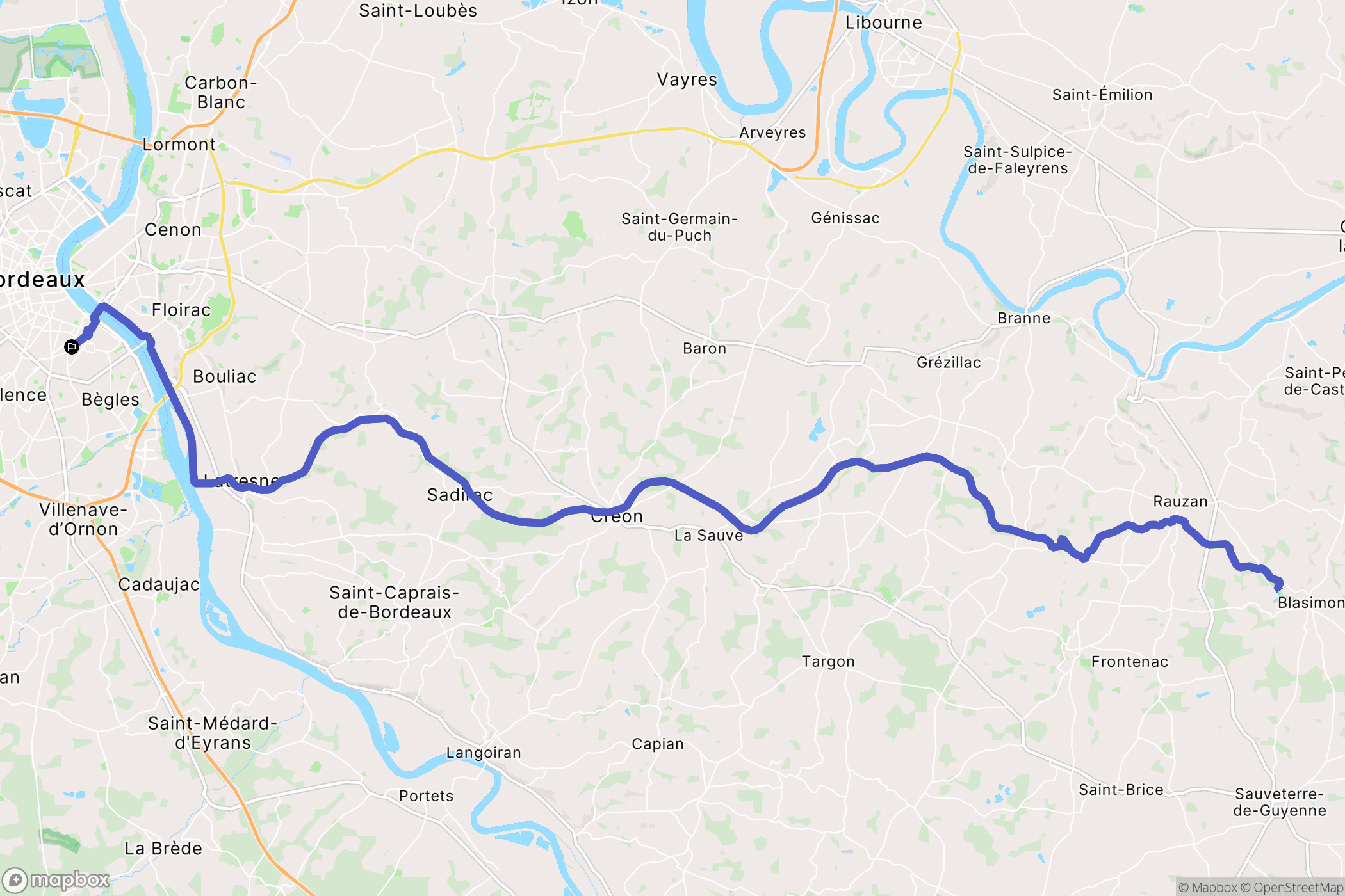 Bordeaux : carte du parcours de randonnée - France