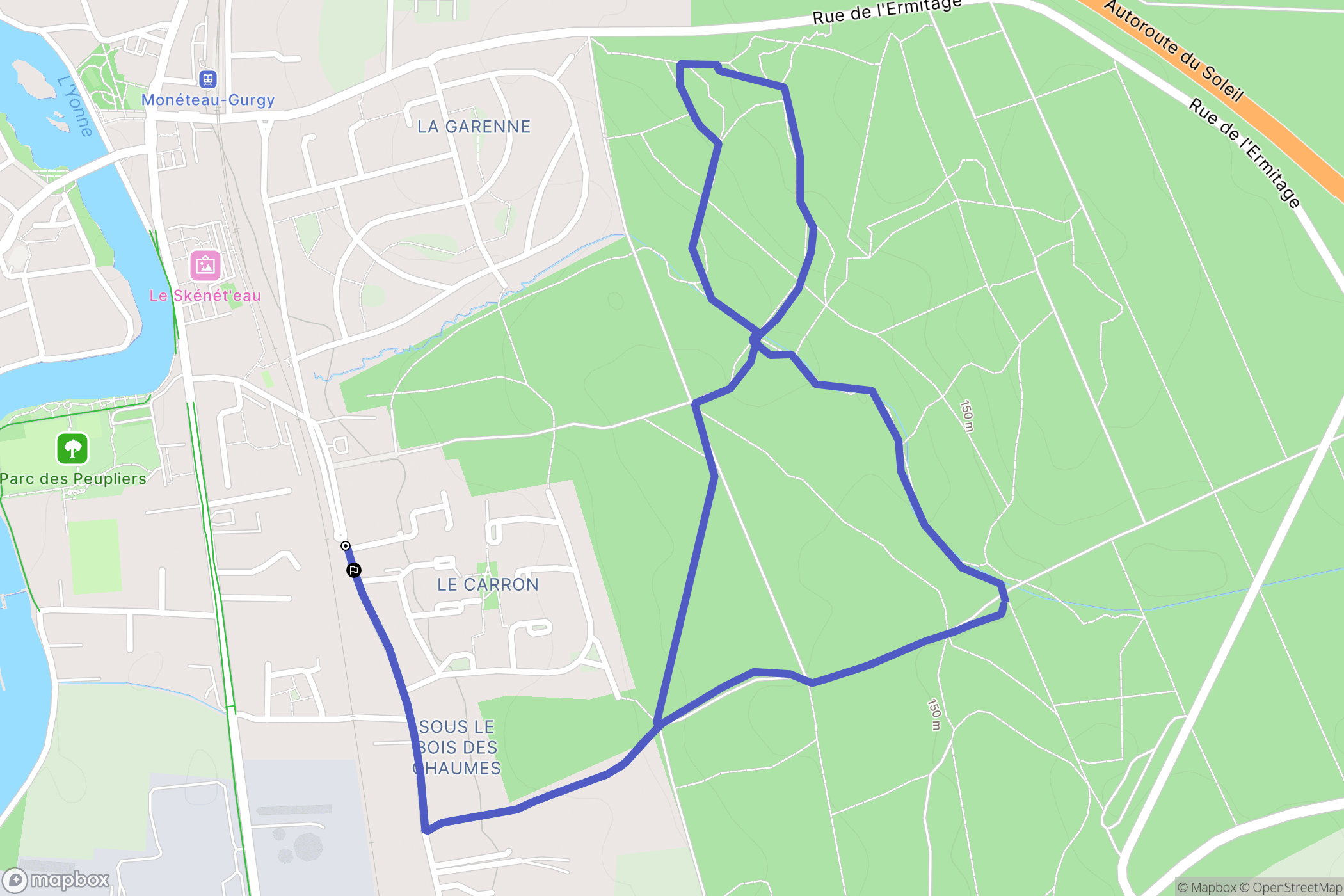 Monéteau : carte du parcours de randonnée - France