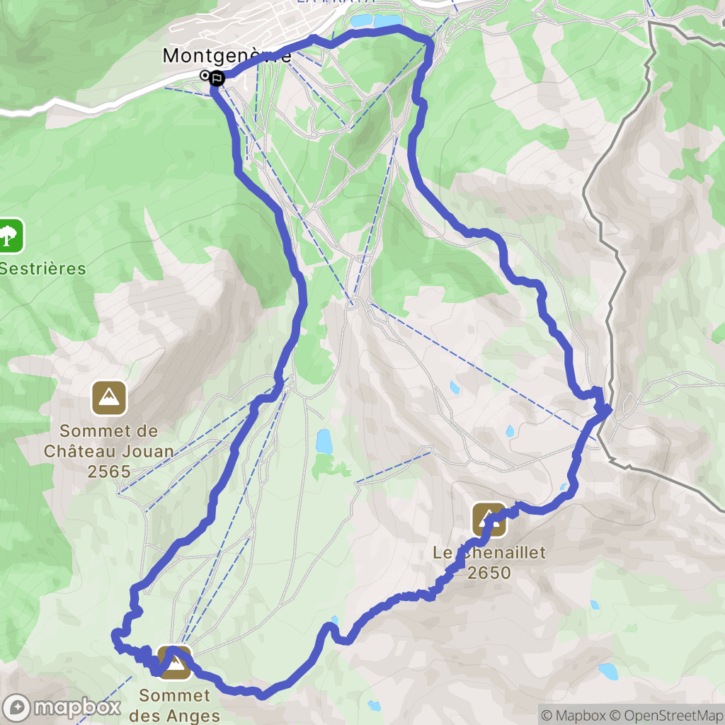 Montgenèvre : carte du parcours de randonnée - France