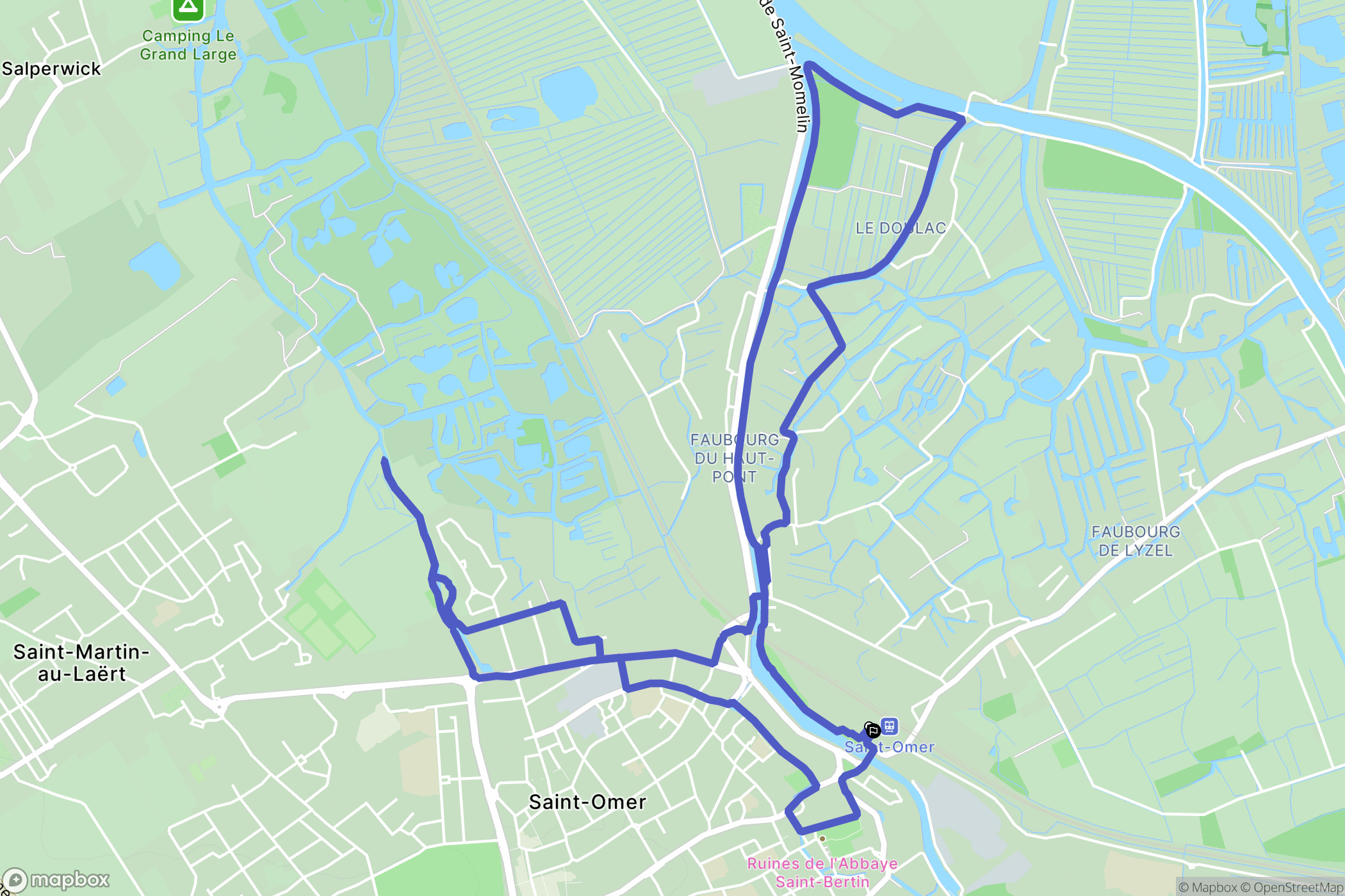 Saint-Omer : carte du parcours de randonnée - France