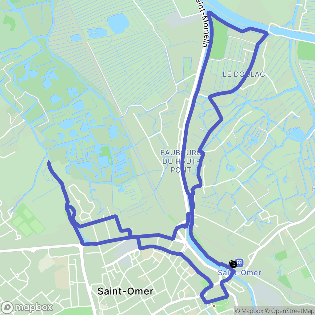 Saint-Omer : carte du parcours de randonnée - France