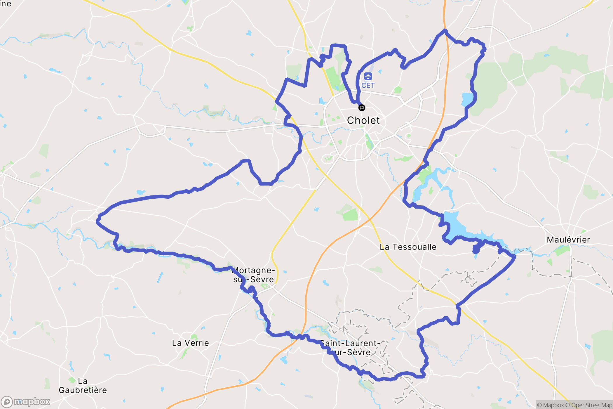 Cholet : carte du parcours de randonnée - France