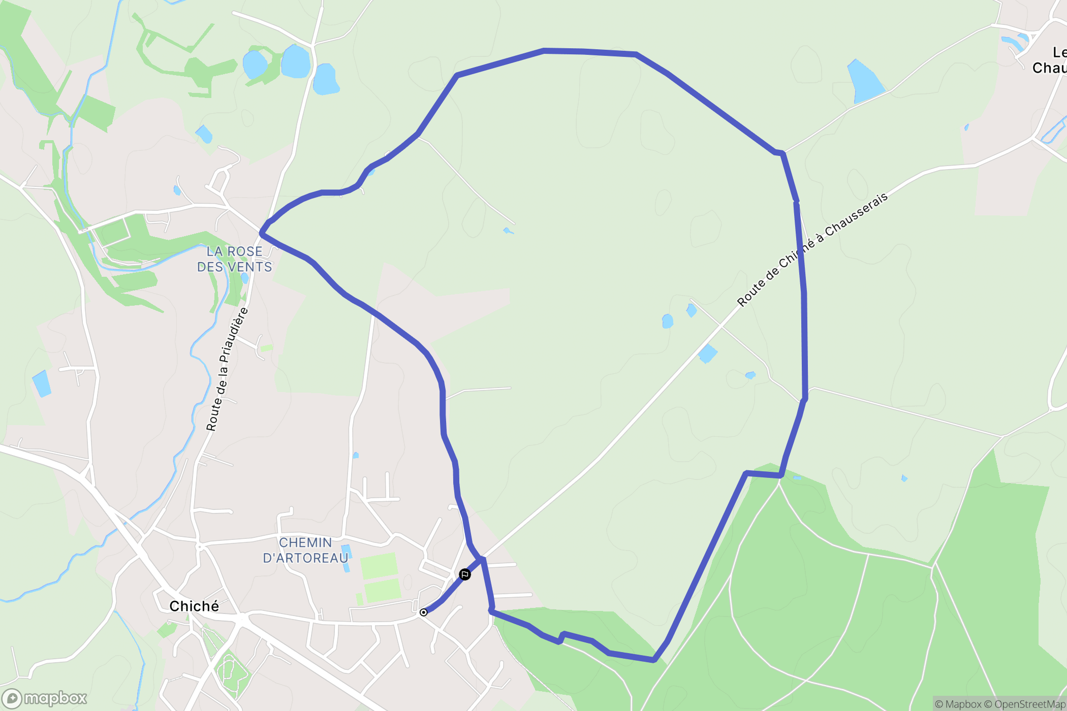 Chiché : carte du parcours de randonnée - France