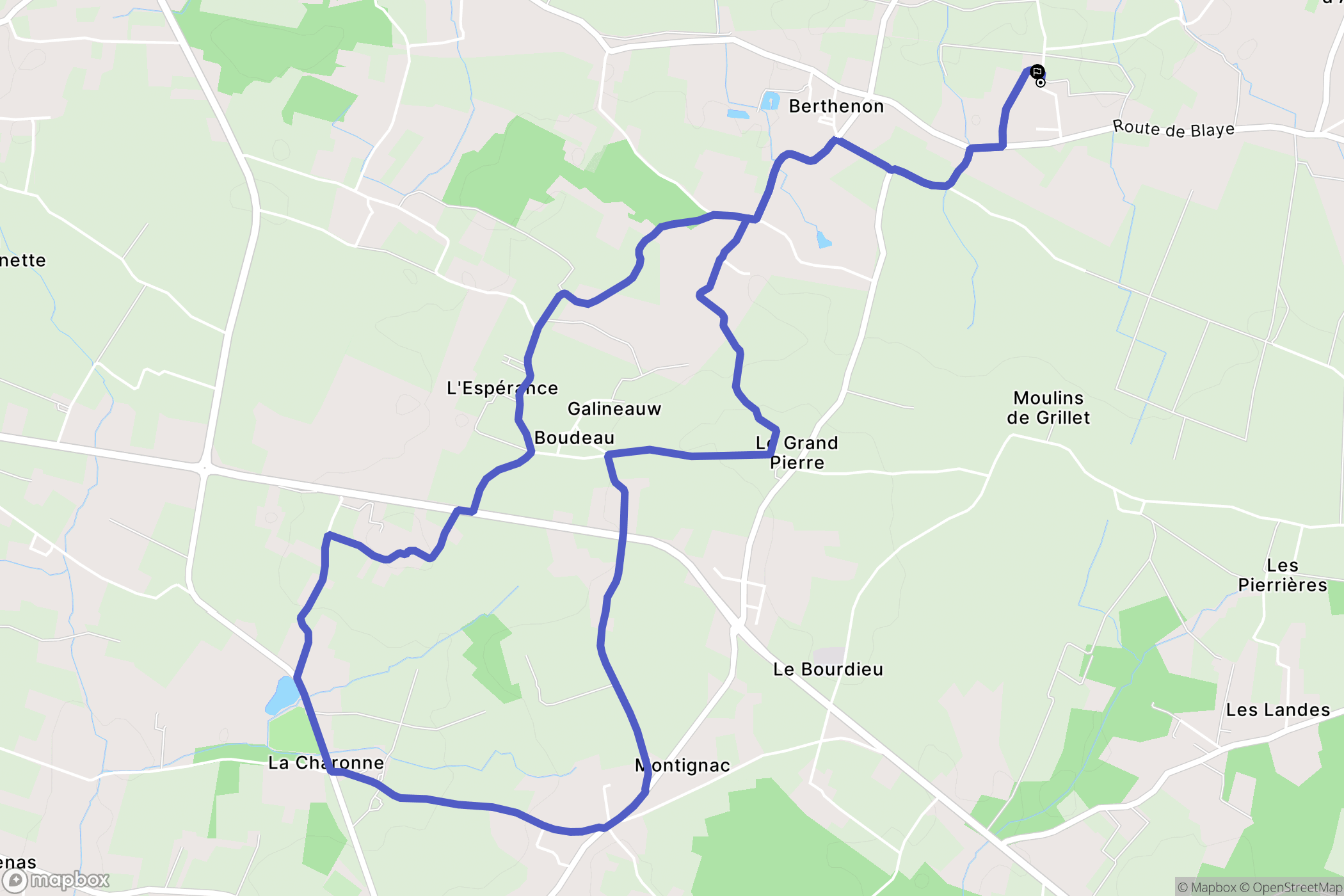 Saint-Girons-d'Aiguevives : carte du parcours de randonnée - France
