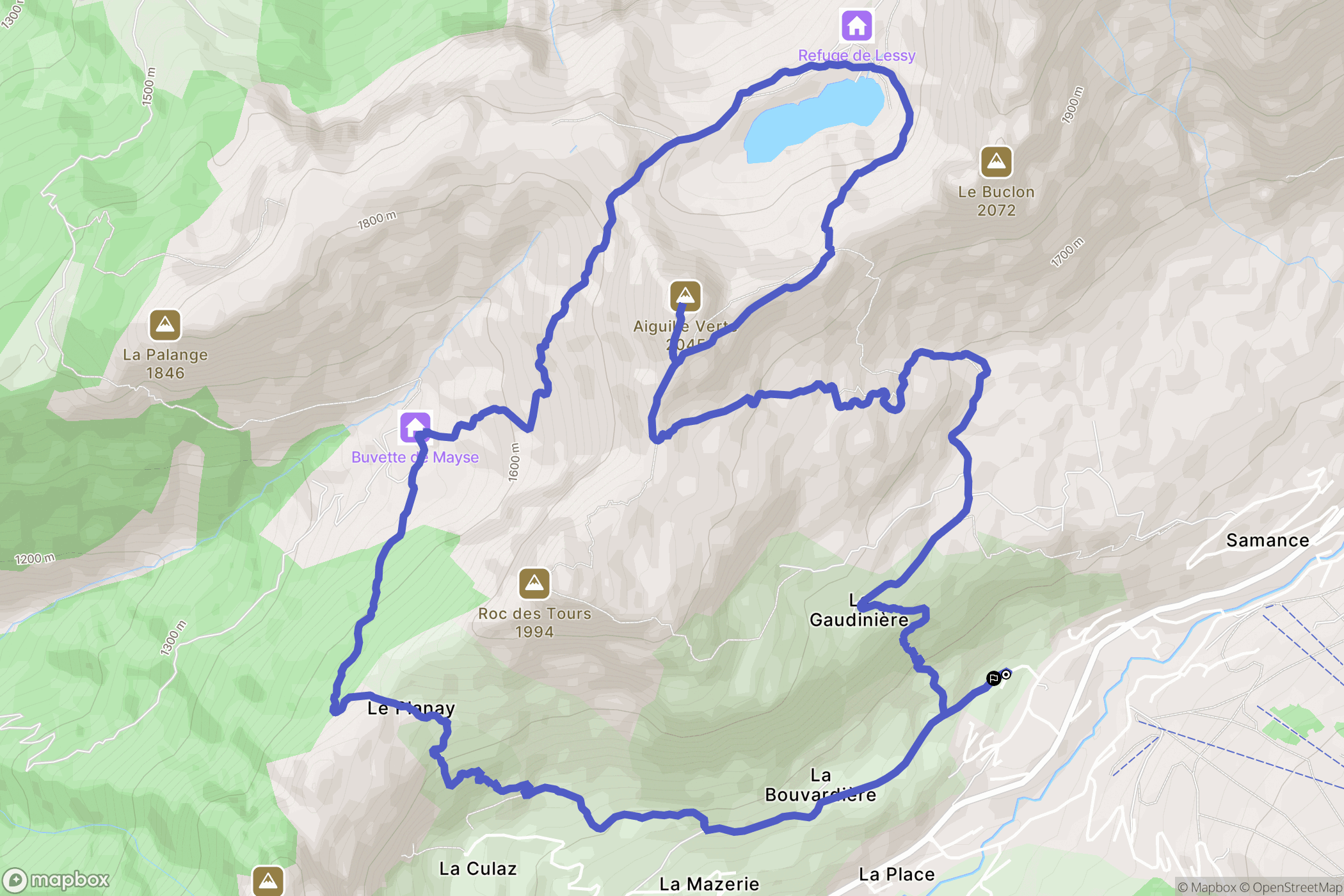 Le chinaillon : carte du parcours de randonnée - France