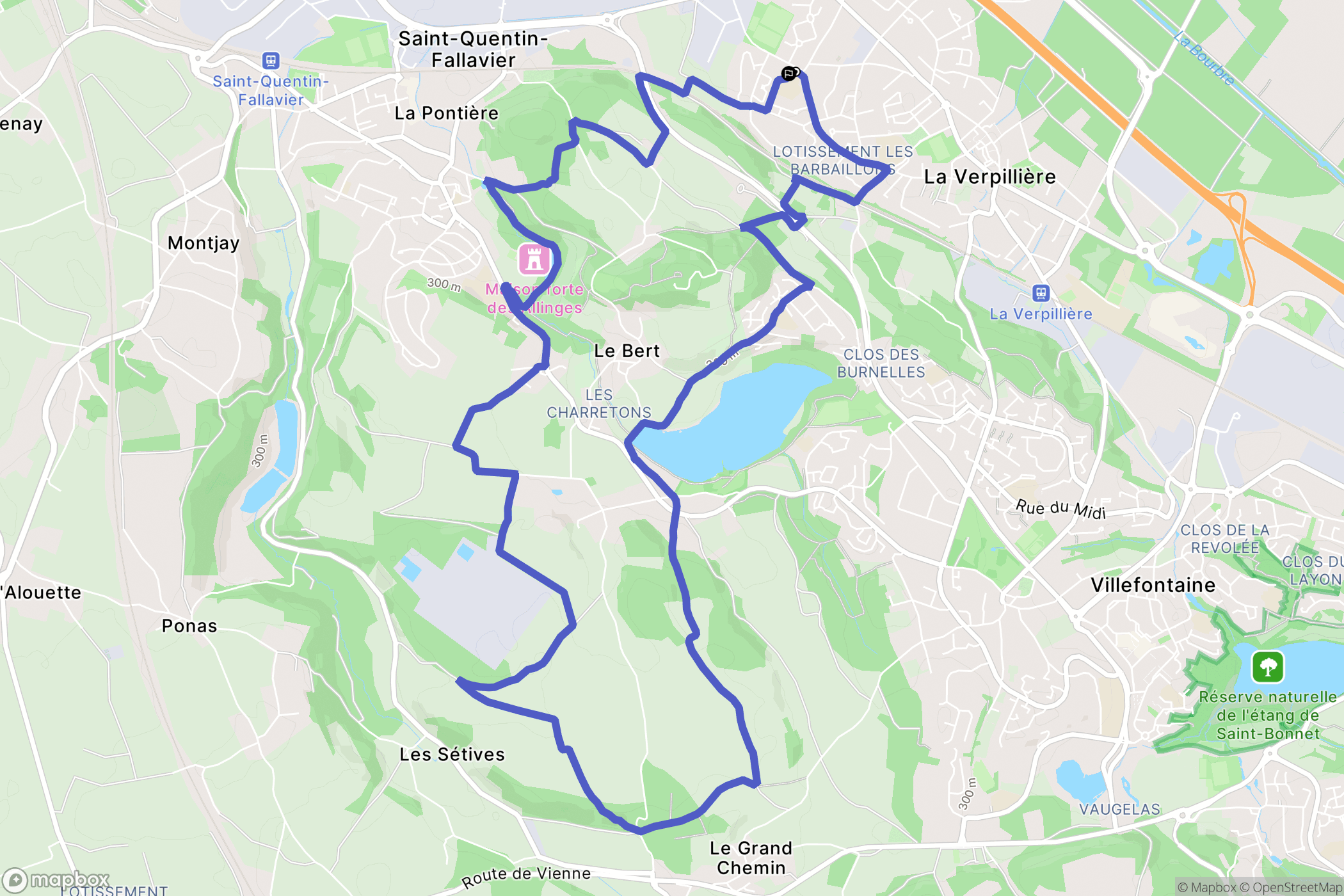 La Verpillière : carte du parcours de randonnée - France