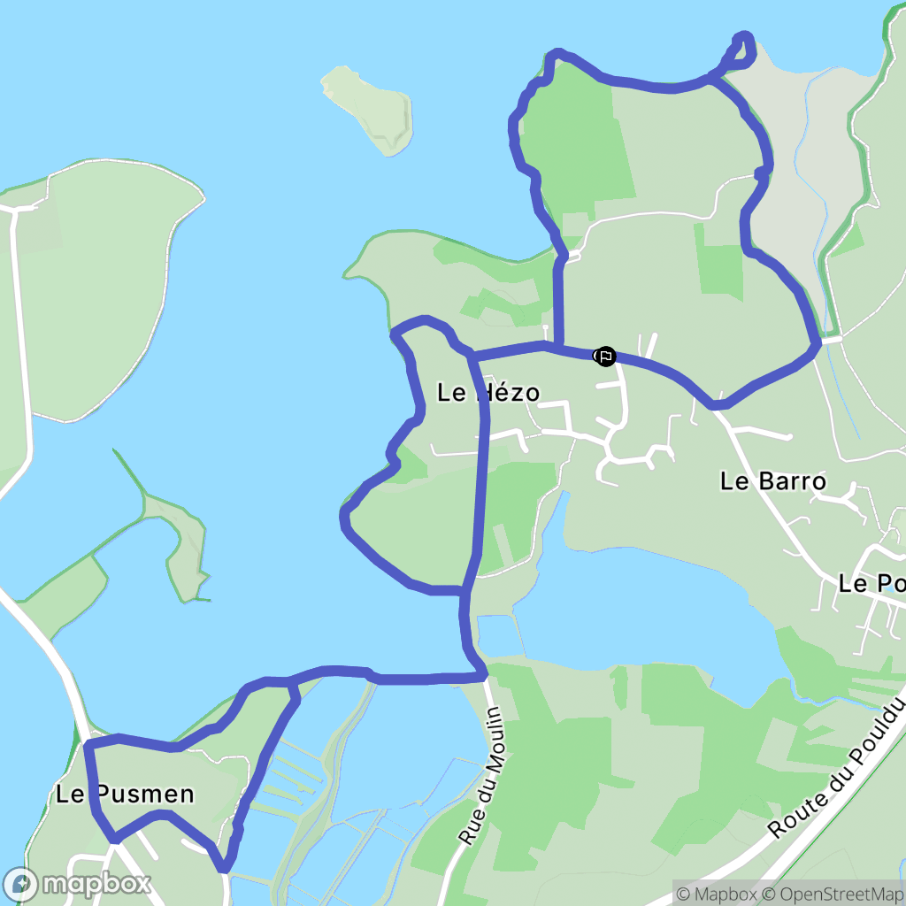 Le Hézo : carte du parcours de randonnée - France