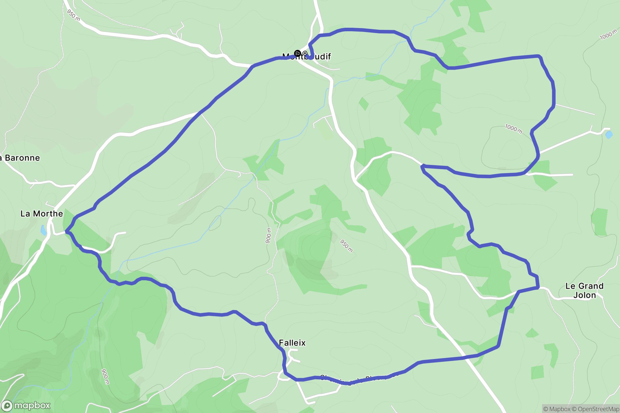 Montboudif : carte du parcours de randonnée - France