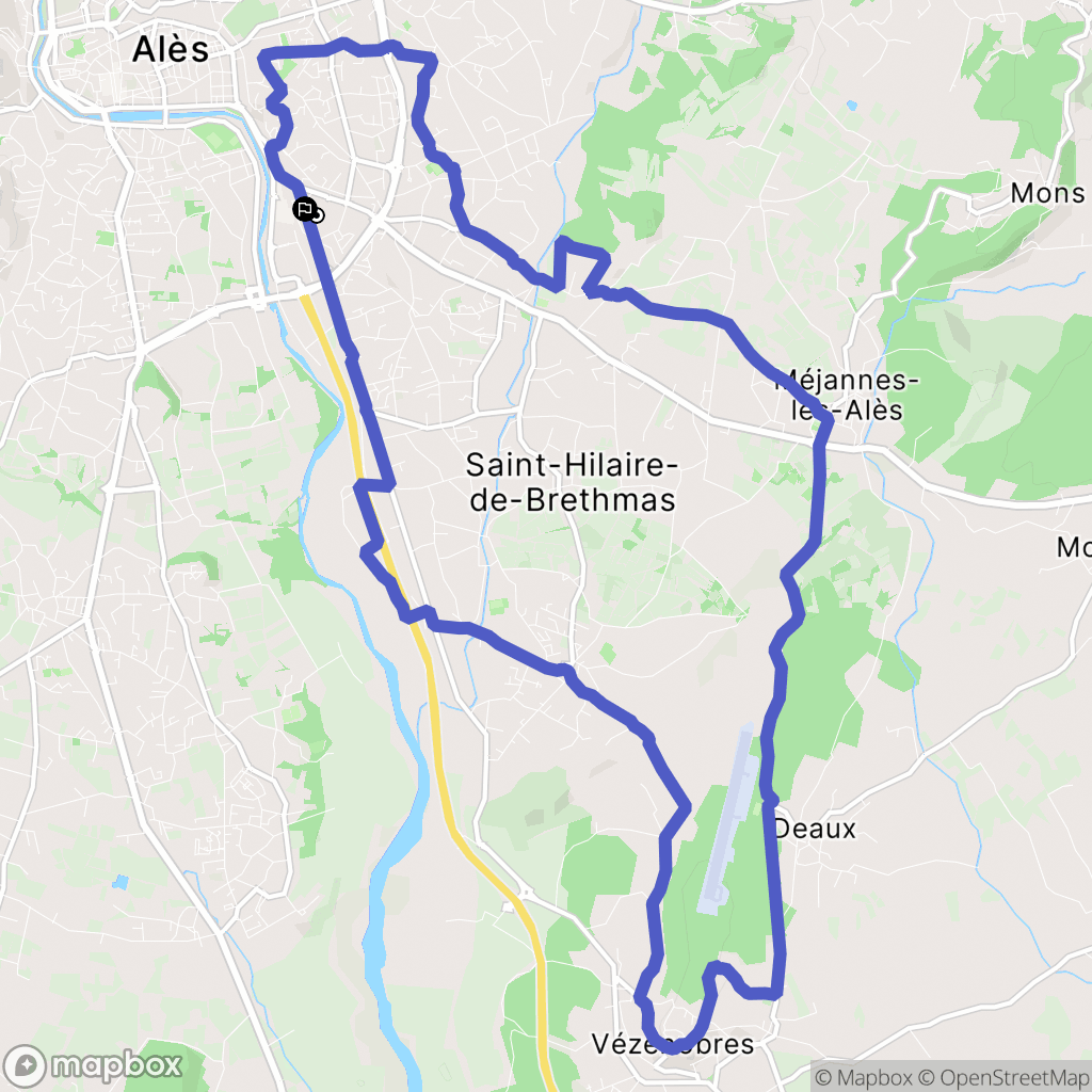 Alés : carte du parcours de randonnée - France