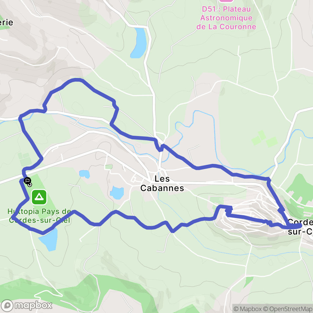 Cordes-Sur-Ciel : carte du parcours de randonnée - France