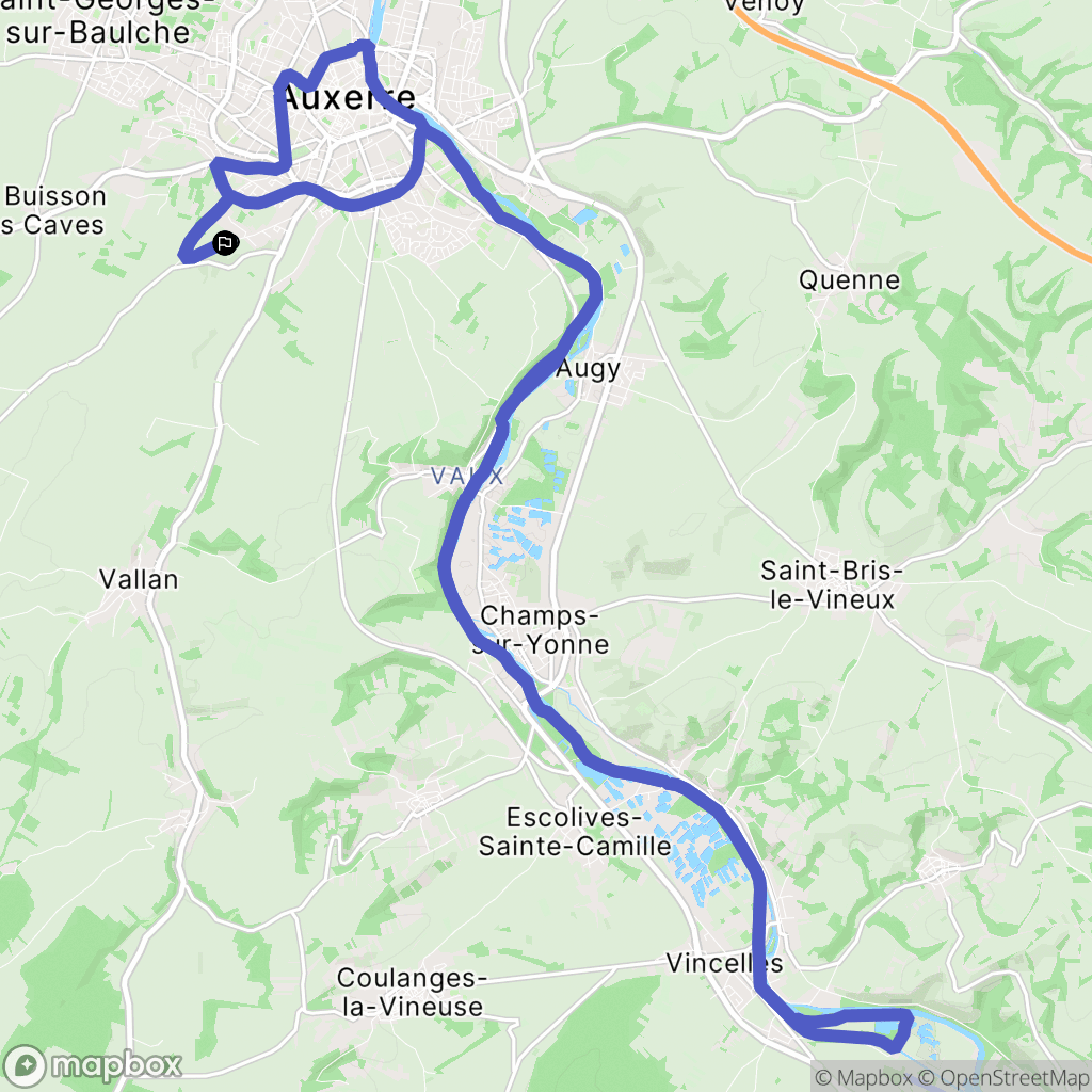 Auxerre : carte du parcours de randonnée - France