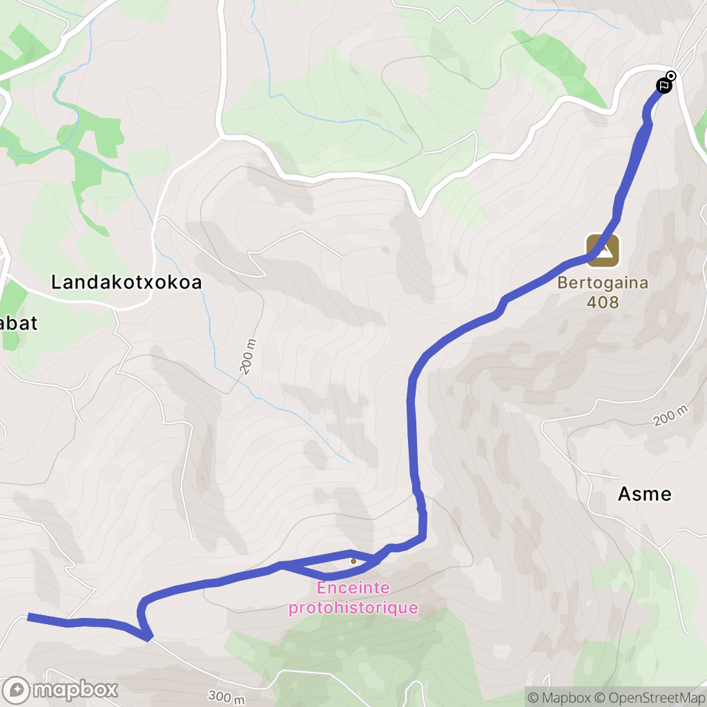 Ostabat-Asme : carte du parcours de randonnée - France