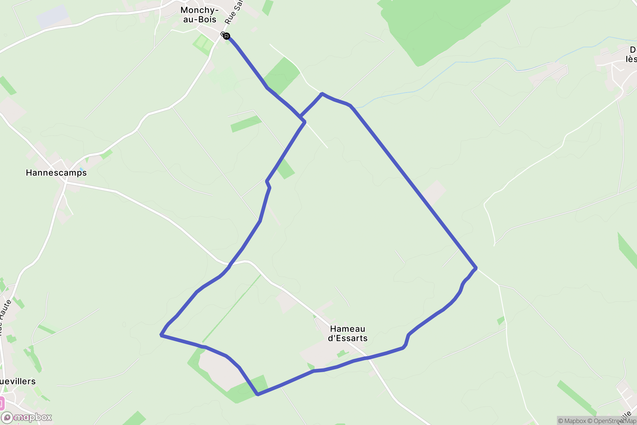 Monchy-au-Bois : carte du parcours de randonnée - France