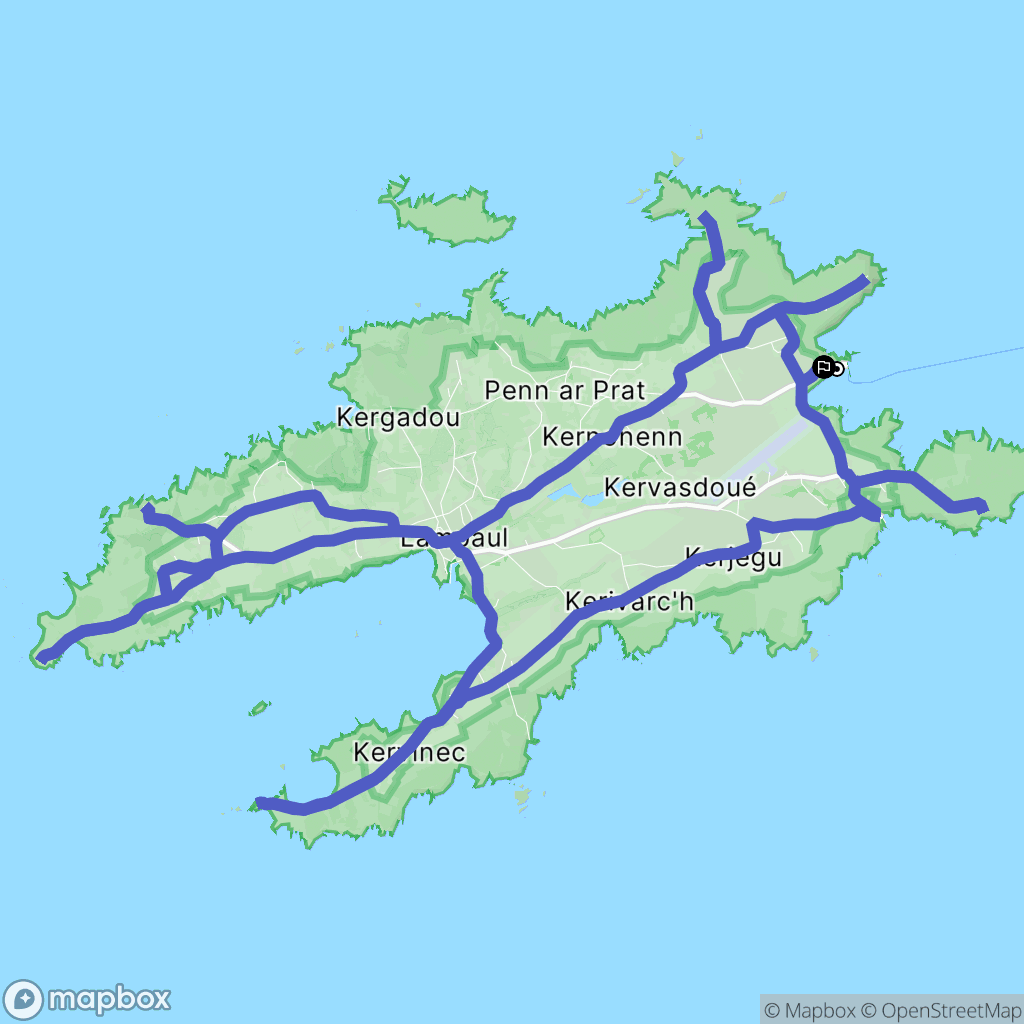 Ouessant : carte du parcours de randonnée - France