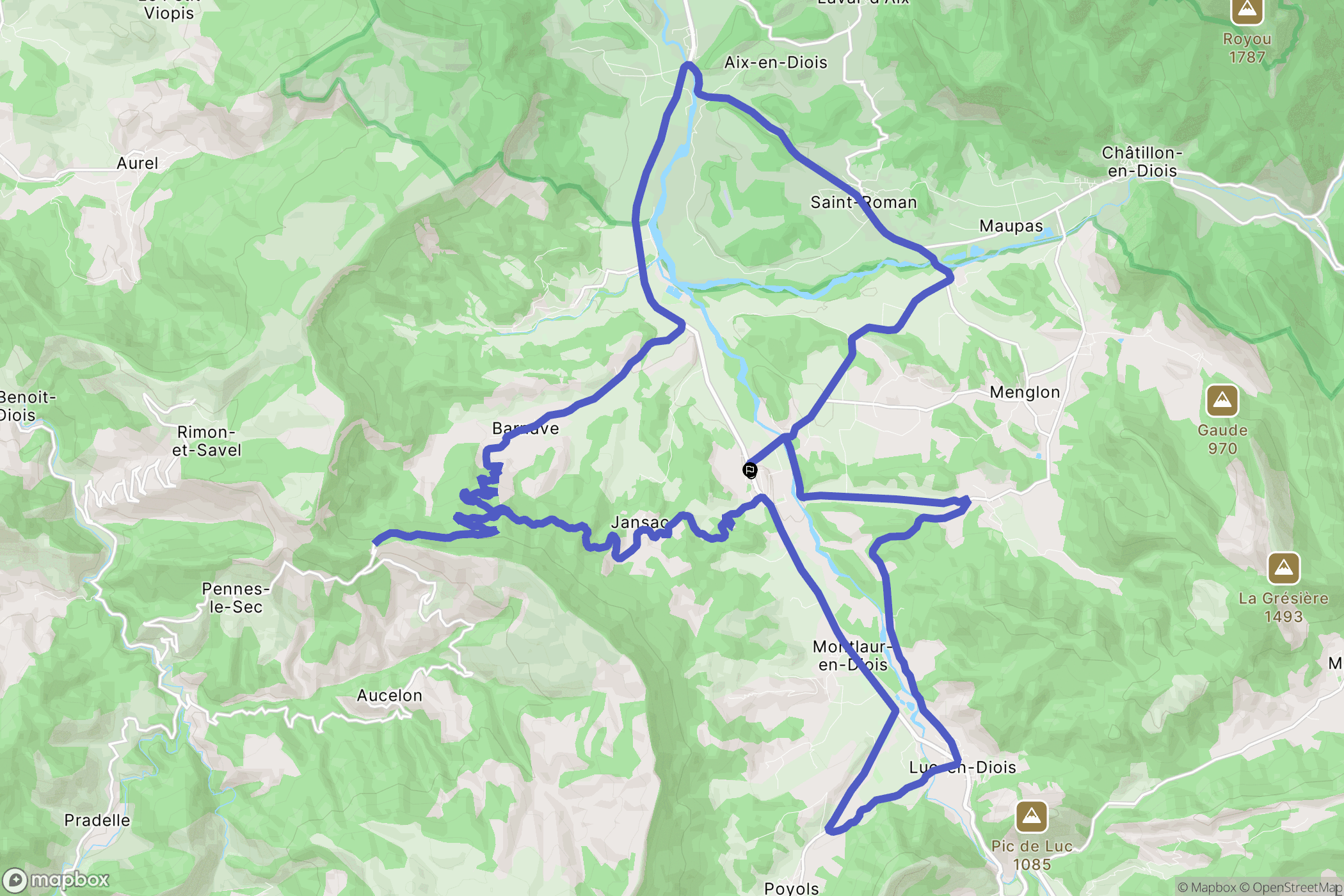 Recoubeau-Jansac : carte du parcours de randonnée - France