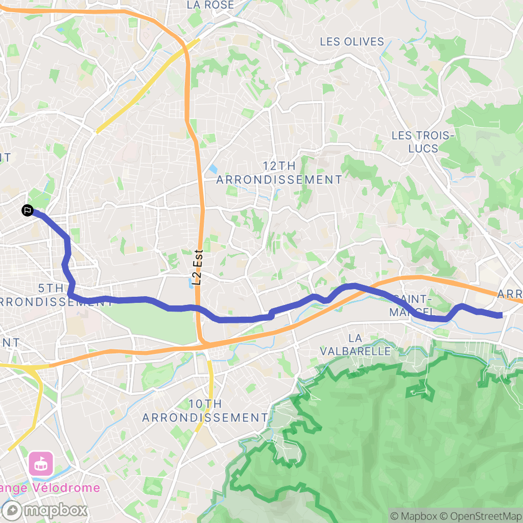 Marseille : carte du parcours de randonnée - France