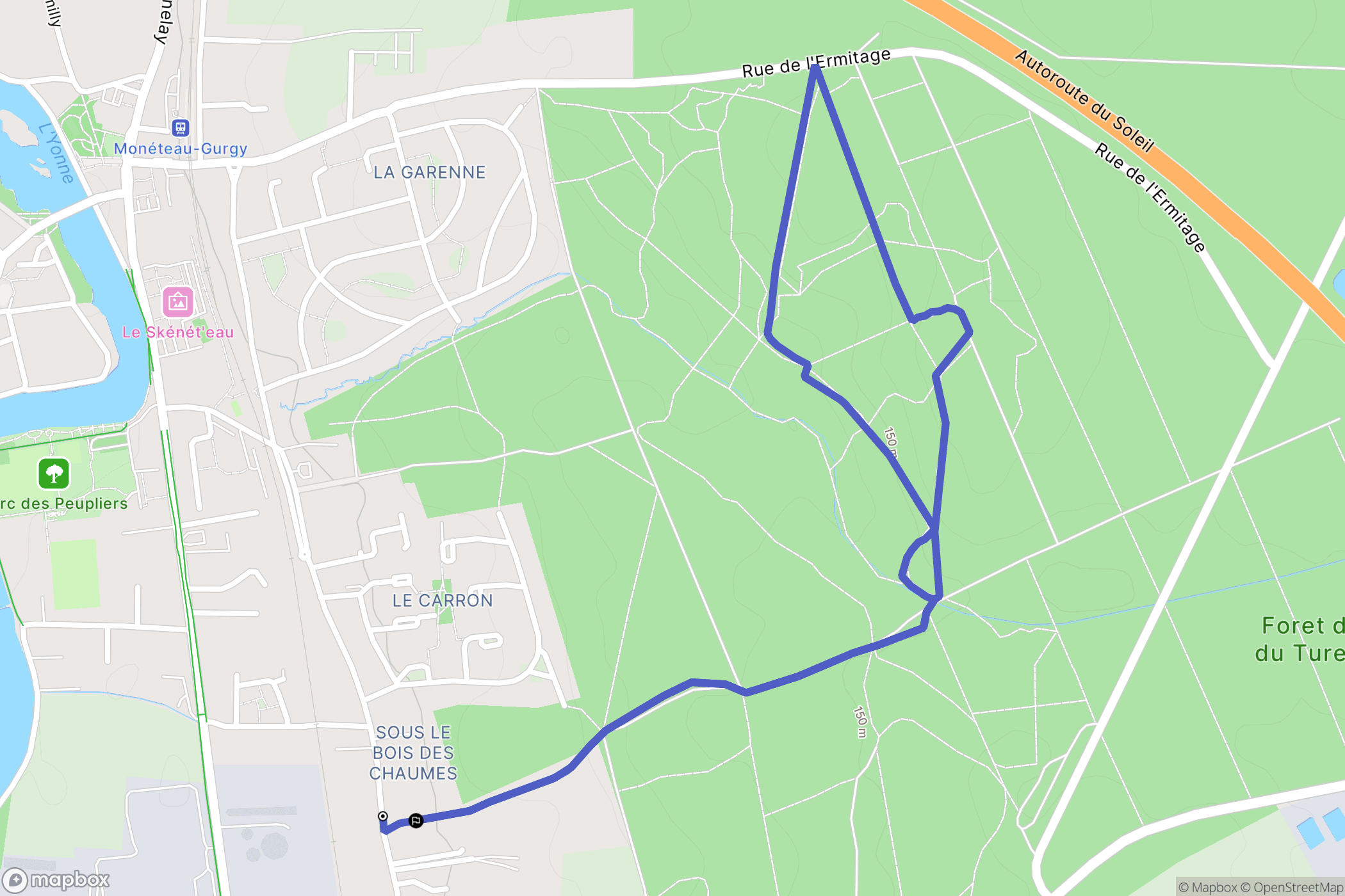 Monéteau : carte du parcours de randonnée - France