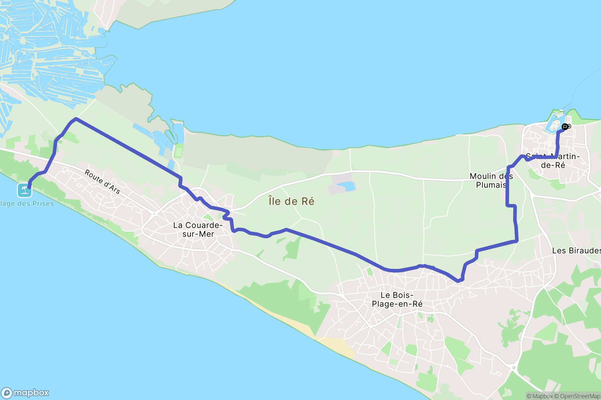 Saint-Martin-en-Ré : carte du parcours de randonnée - France