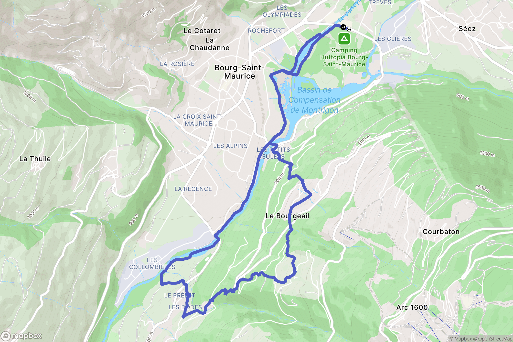Bourg-Saint-Maurice : carte du parcours de randonnée - France
