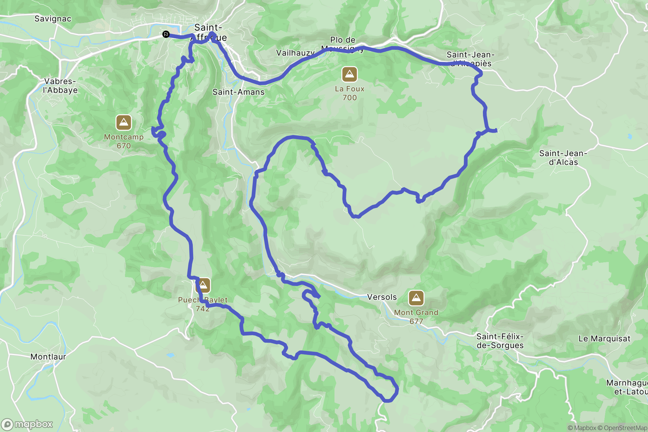 Saint-Affrique : carte du parcours de randonnée - France