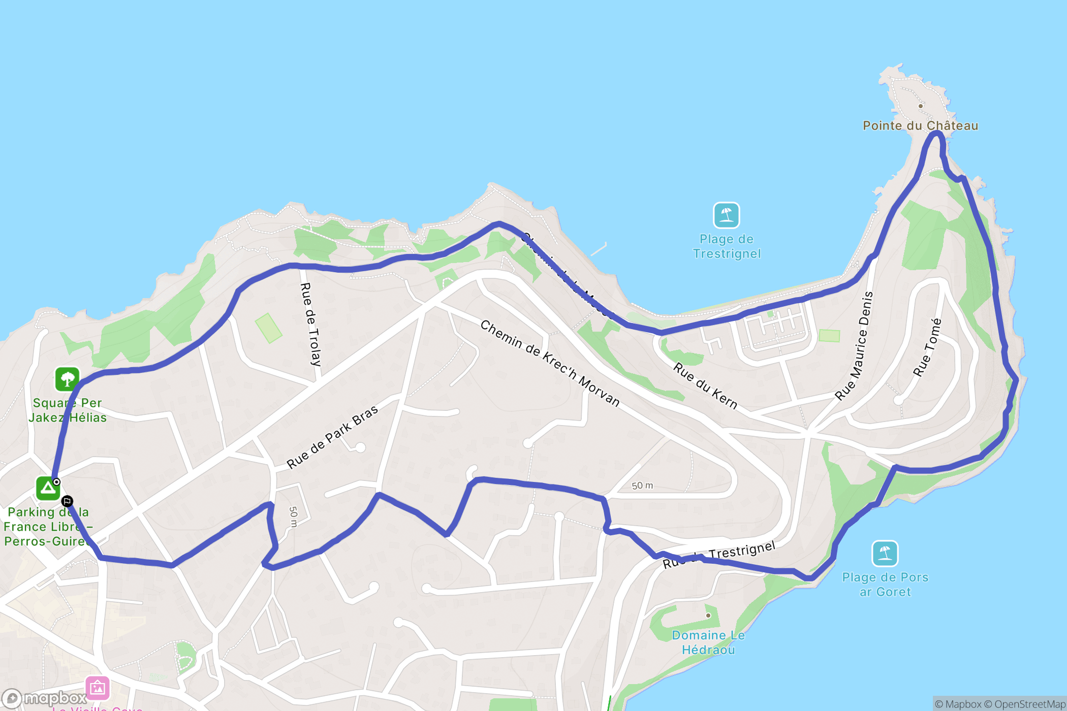 Perros-Guirec : carte du parcours de randonnée - France