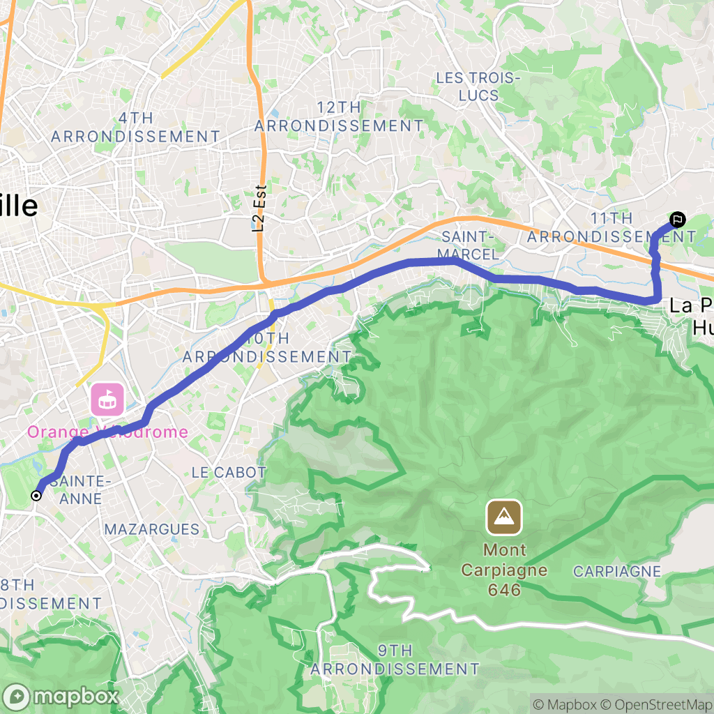 Marseille : carte du parcours de randonnée - France