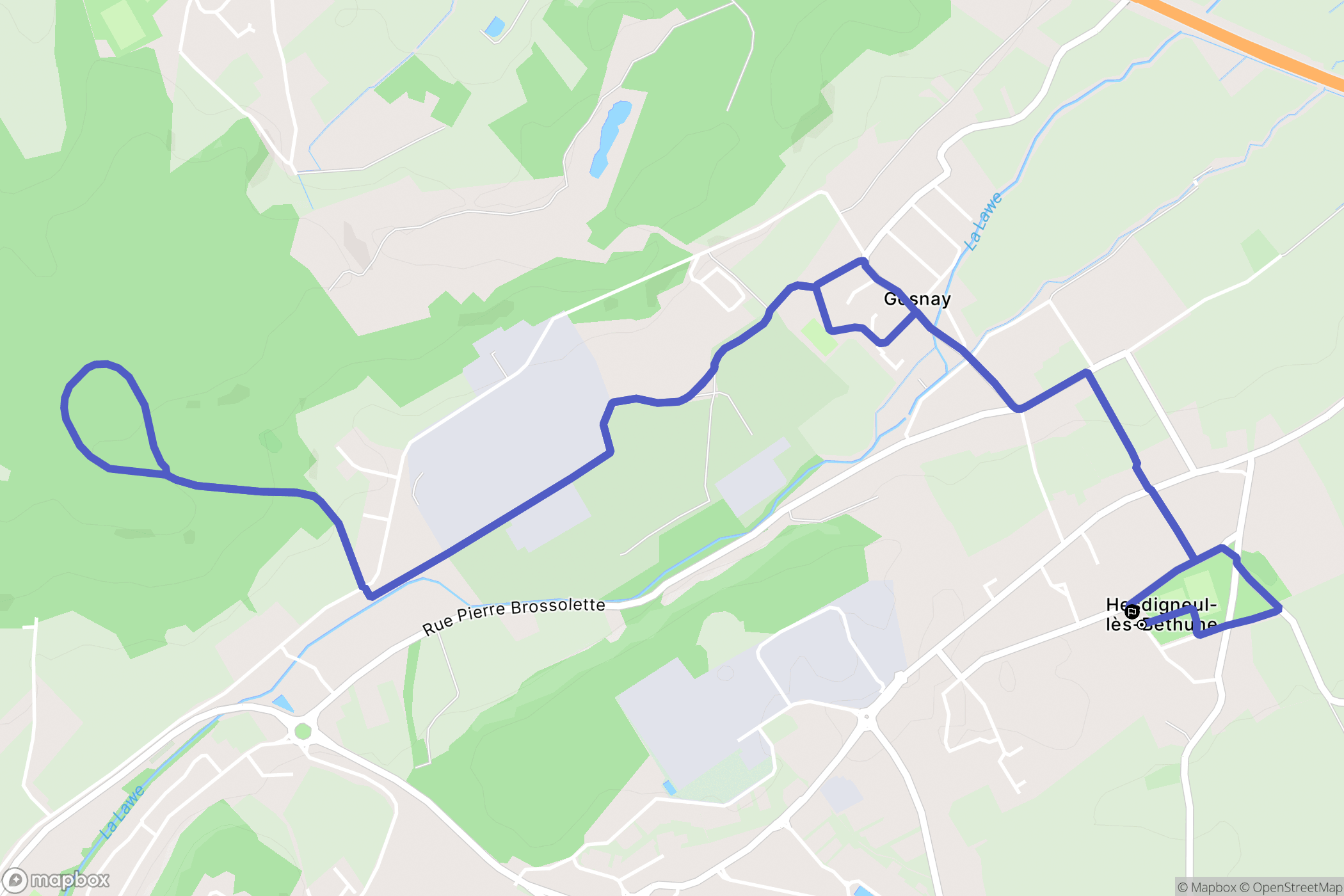 Hesdigneul-lès-Béthune : carte du parcours de randonnée - France