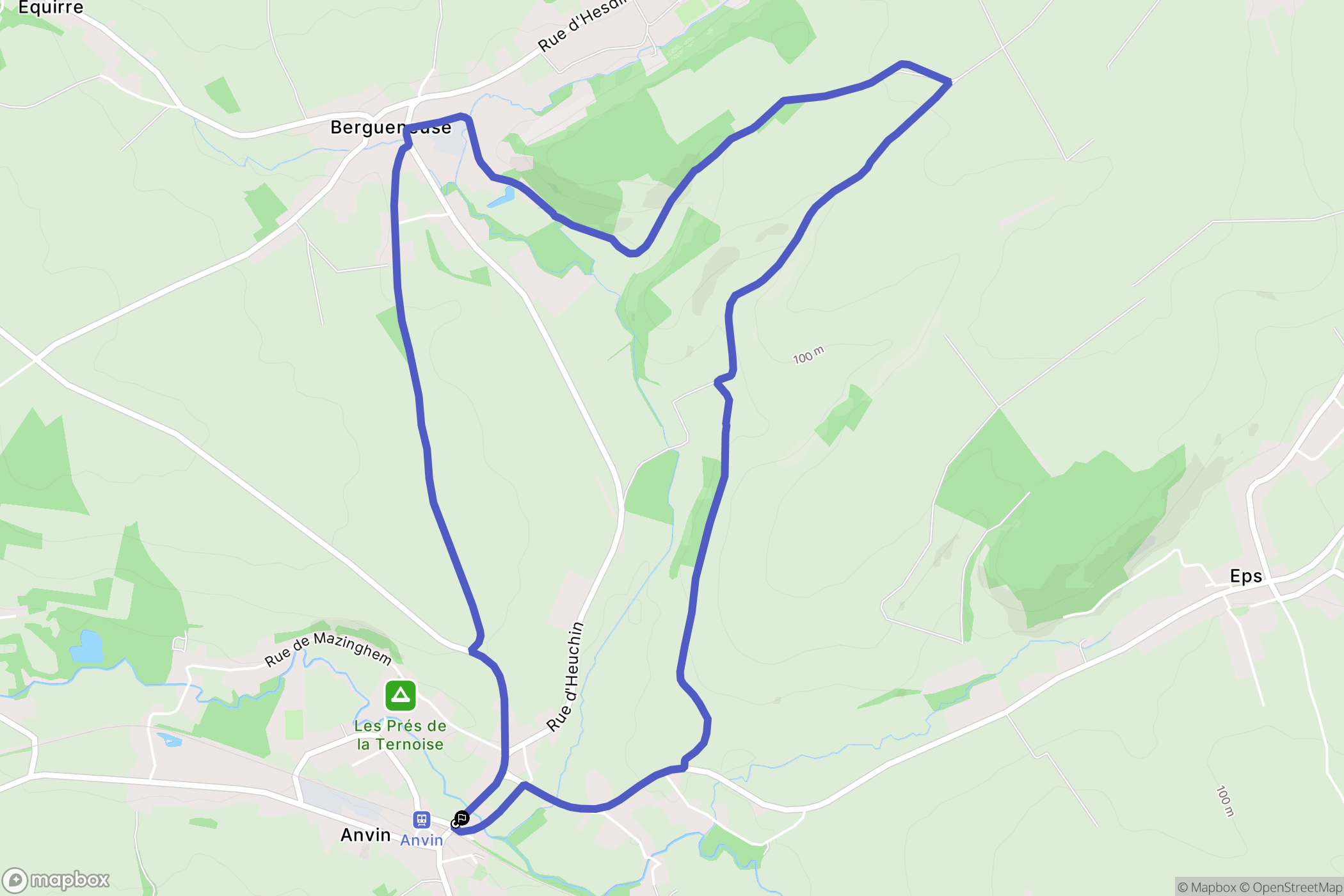 Anvin : carte du parcours de randonnée - France