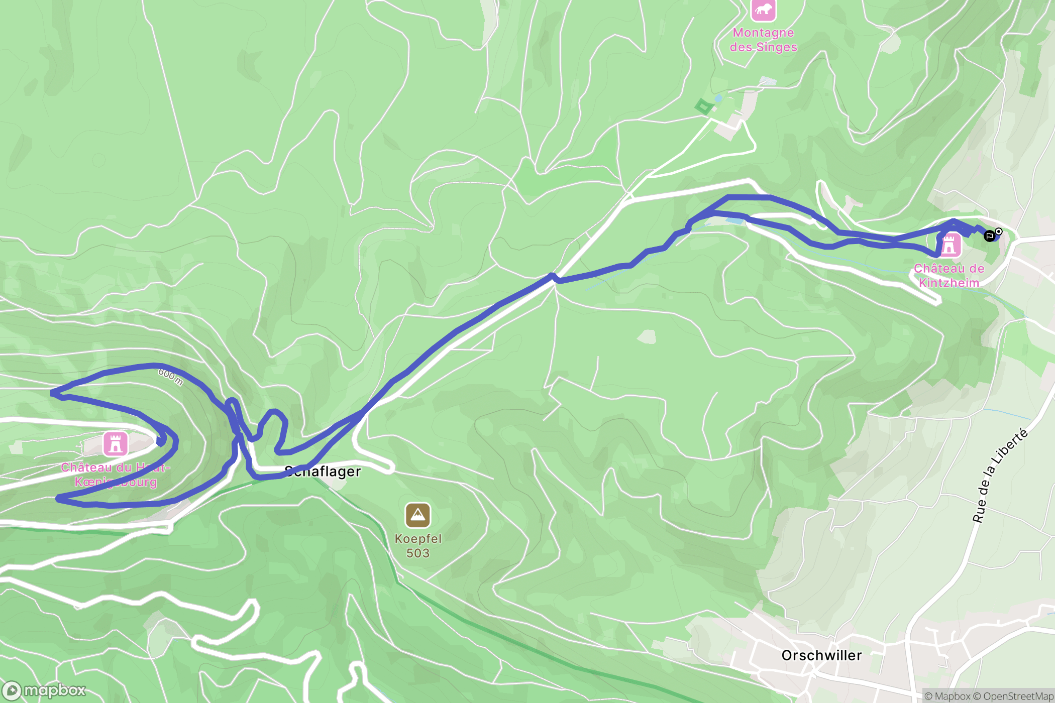 Kintzheim : carte du parcours de randonnée - France