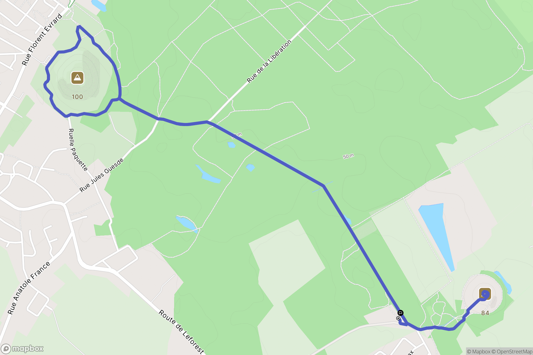 Leforest : carte du parcours de randonnée - France