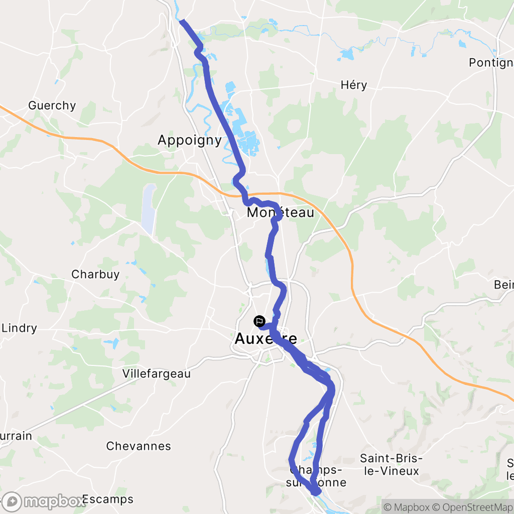 Auxerre : carte du parcours de randonnée - France