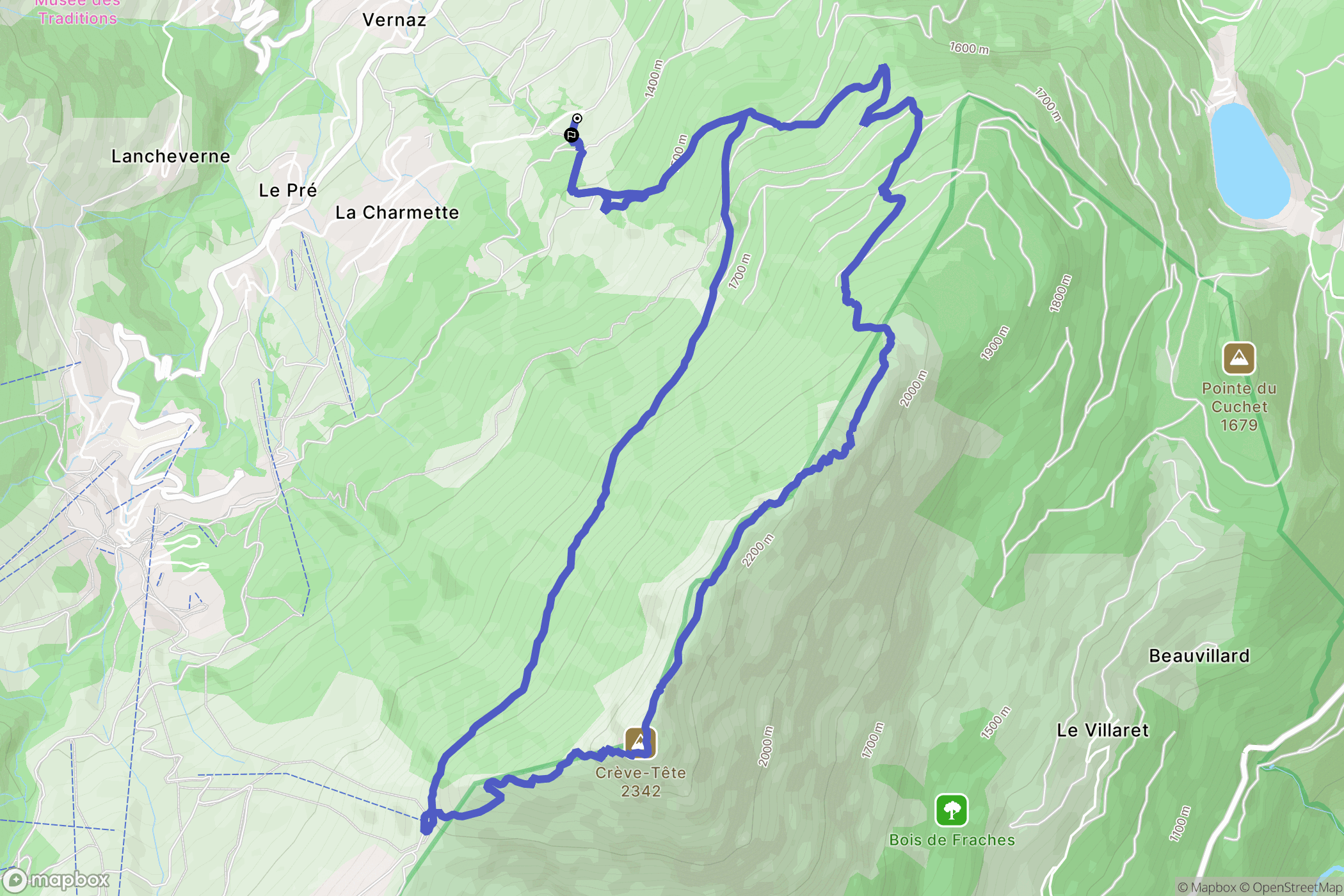 Les Avanchers-Valmorel : carte du parcours de randonnée - France