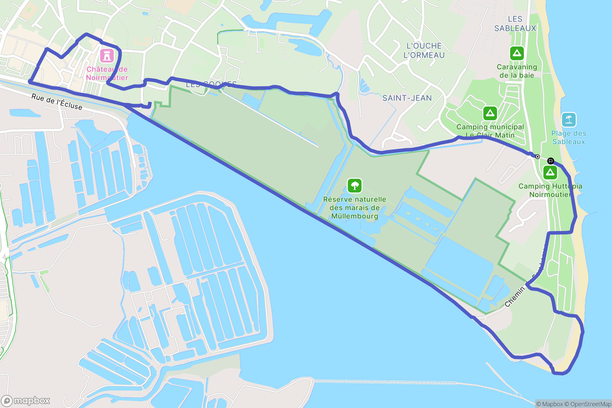 Noirmoutier-en-l'Île : carte du parcours de randonnée - France