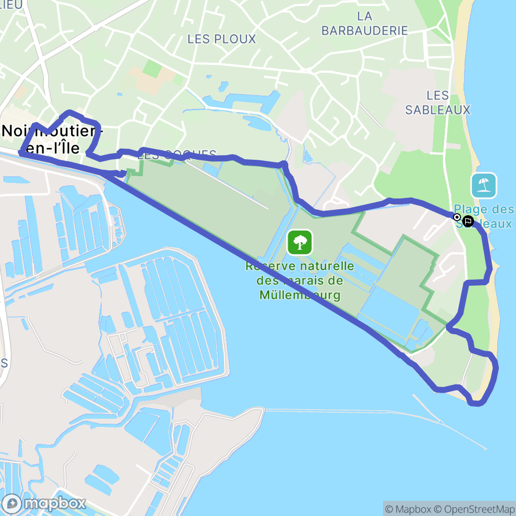 Noirmoutier-en-l'Île : carte du parcours de randonnée - France