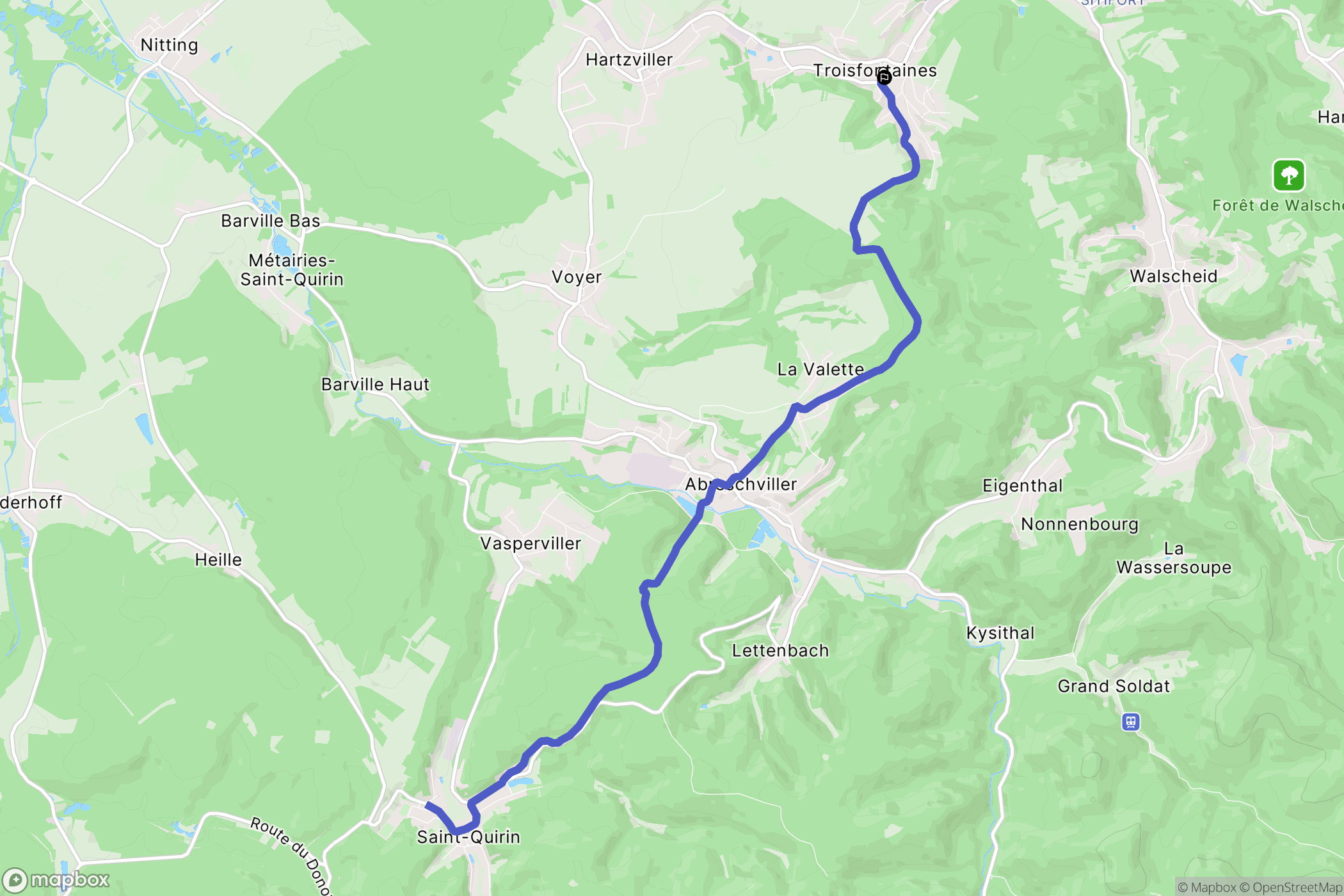 Troisfontaines : carte du parcours de randonnée - France