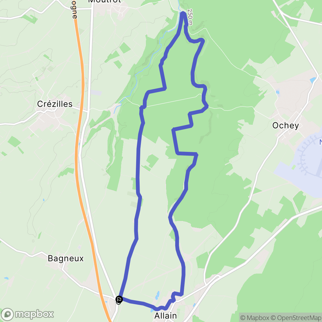 Allain : carte du parcours de randonnée - France