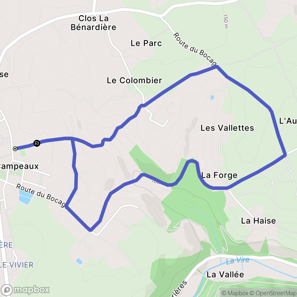 Souleuvre en Bocage : carte du parcours de randonnée - France