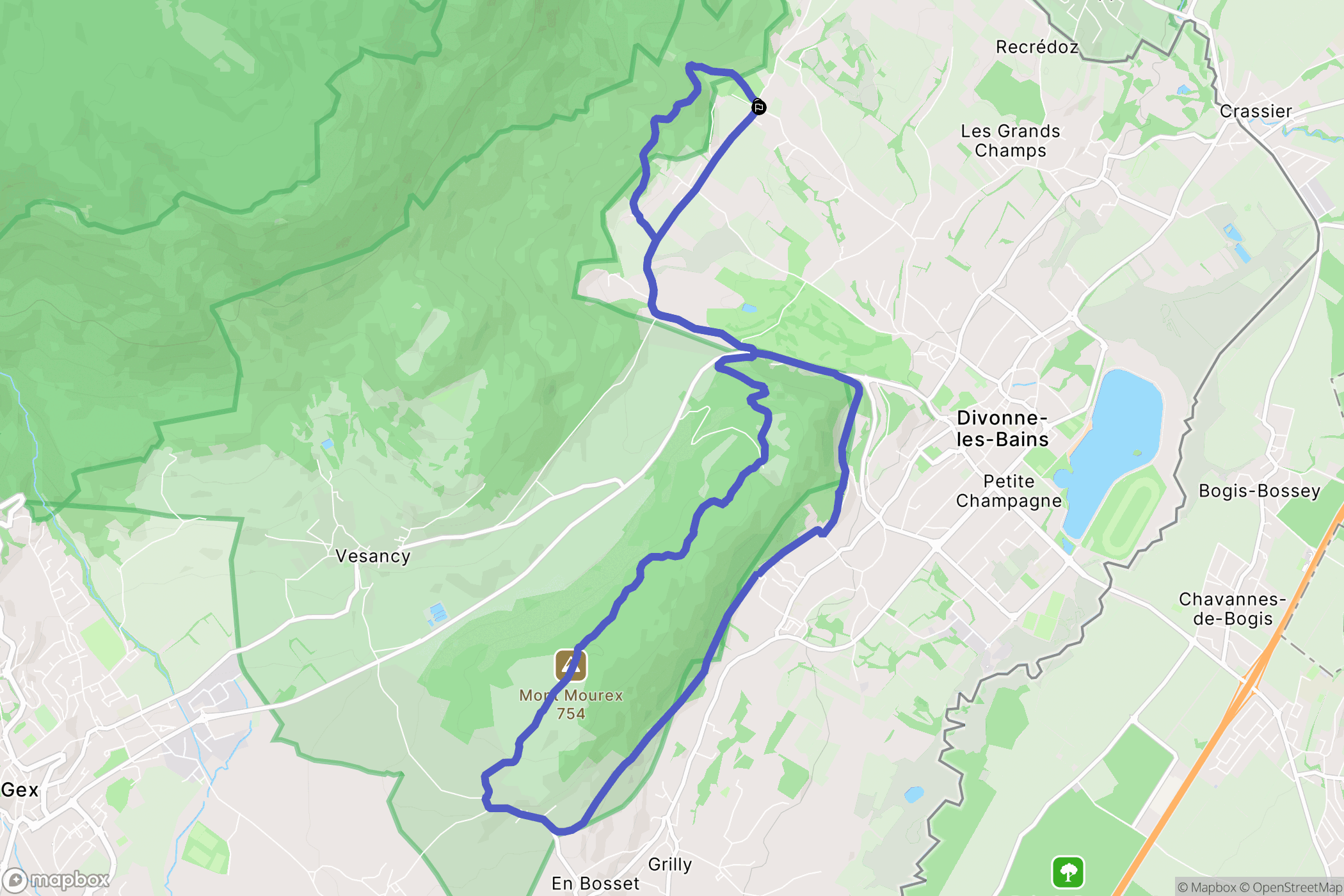 Divonne-les-Bains : carte du parcours de randonnée - France