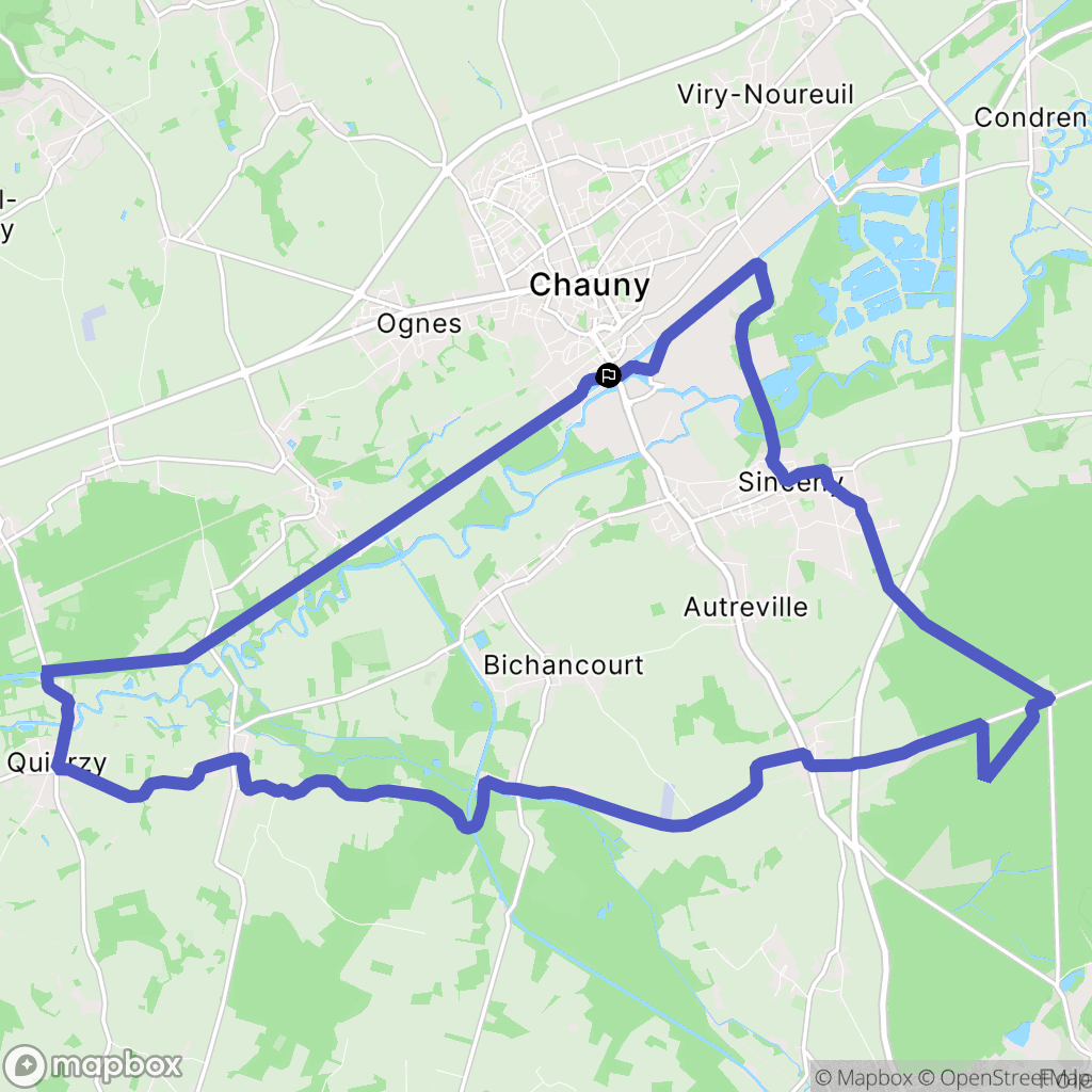 Chauny : carte du parcours de randonnée - France