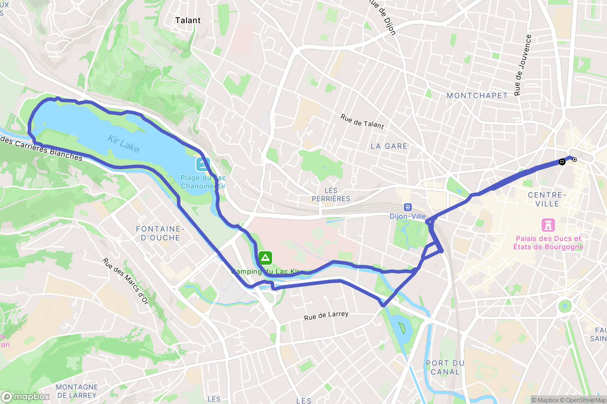 Dijon : carte du parcours de randonnée - France