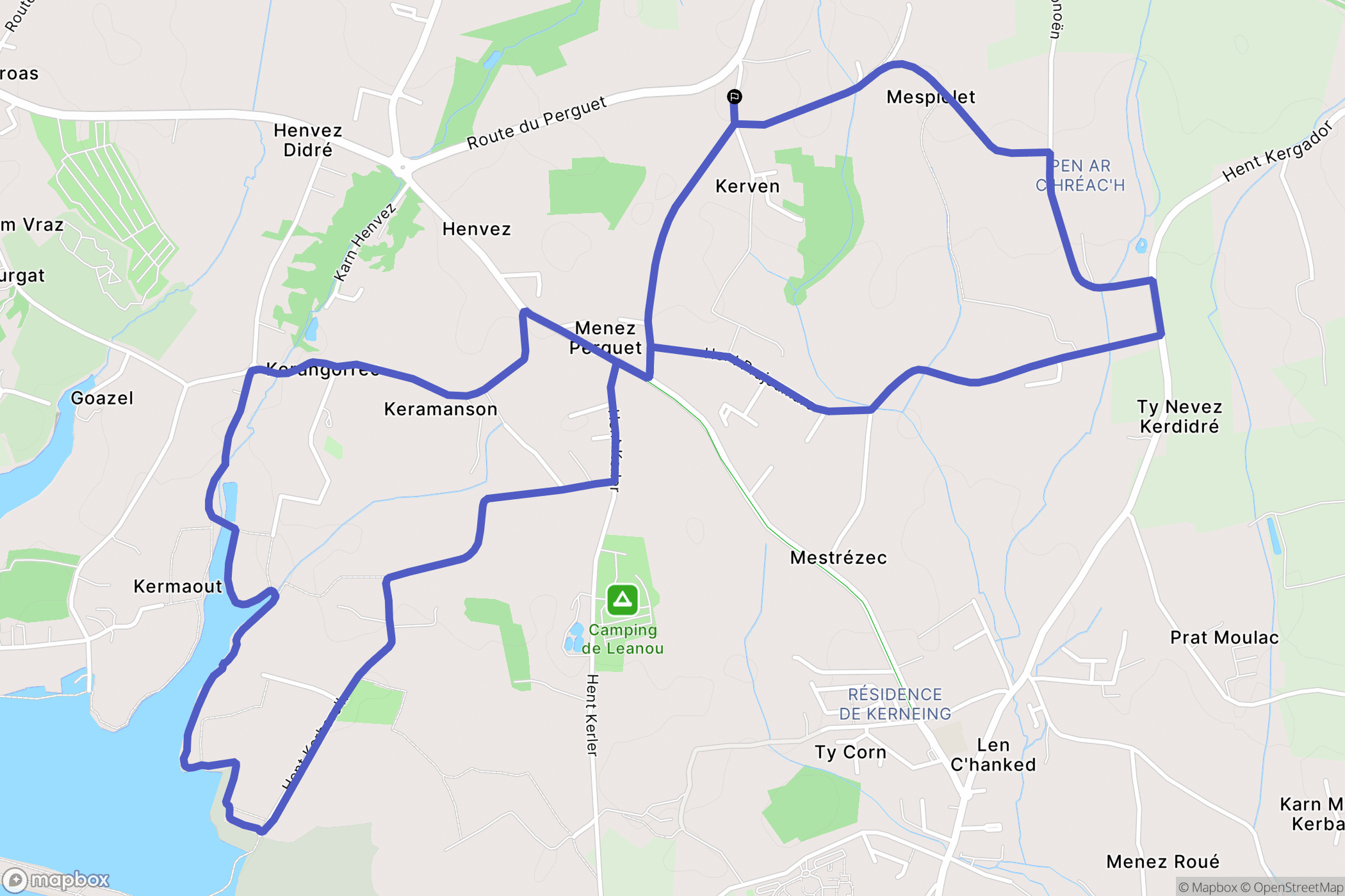Fouesnant : carte du parcours de randonnée - France