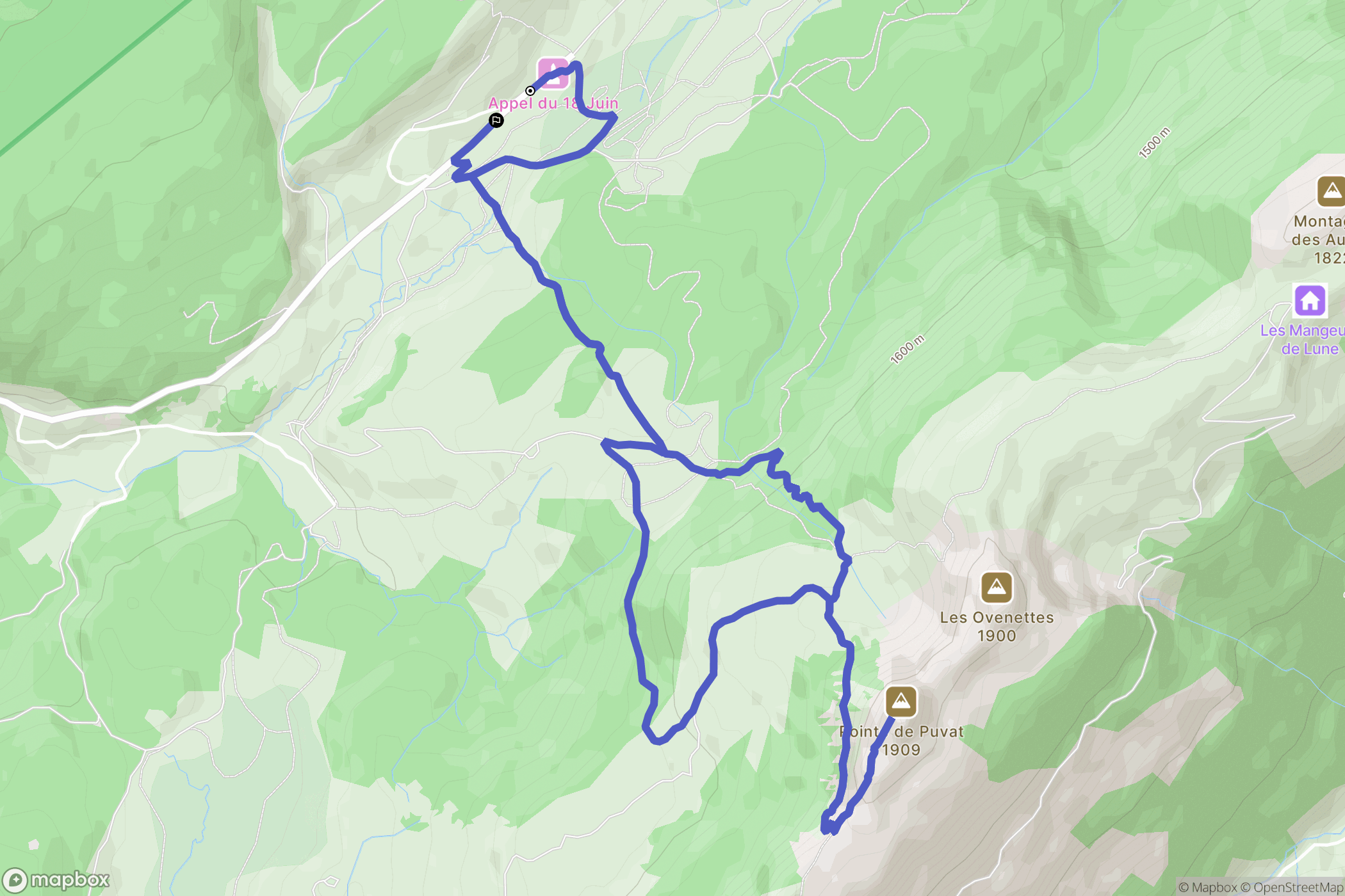 Fillière : carte du parcours de randonnée - France