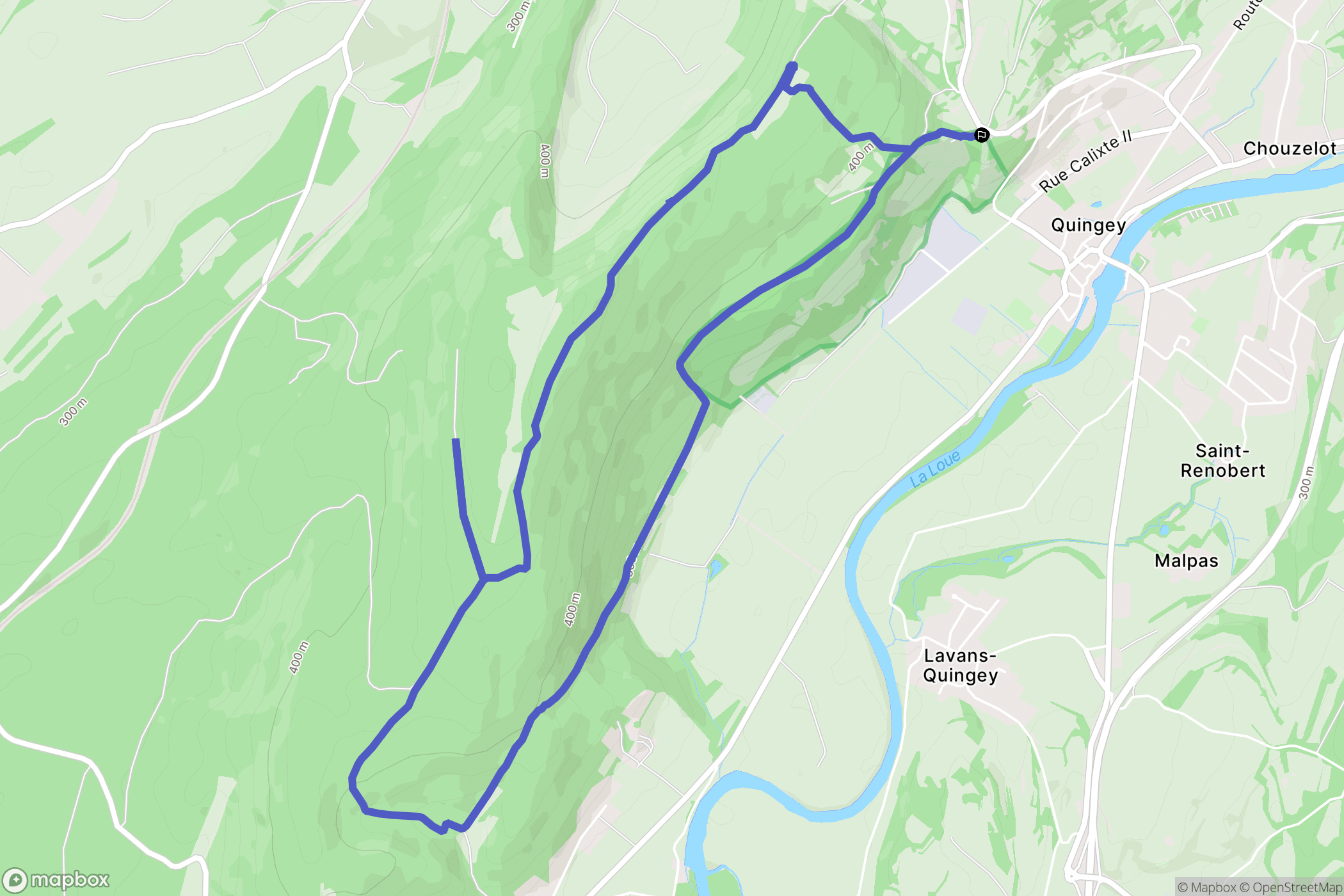 Quingey : carte du parcours de randonnée - France