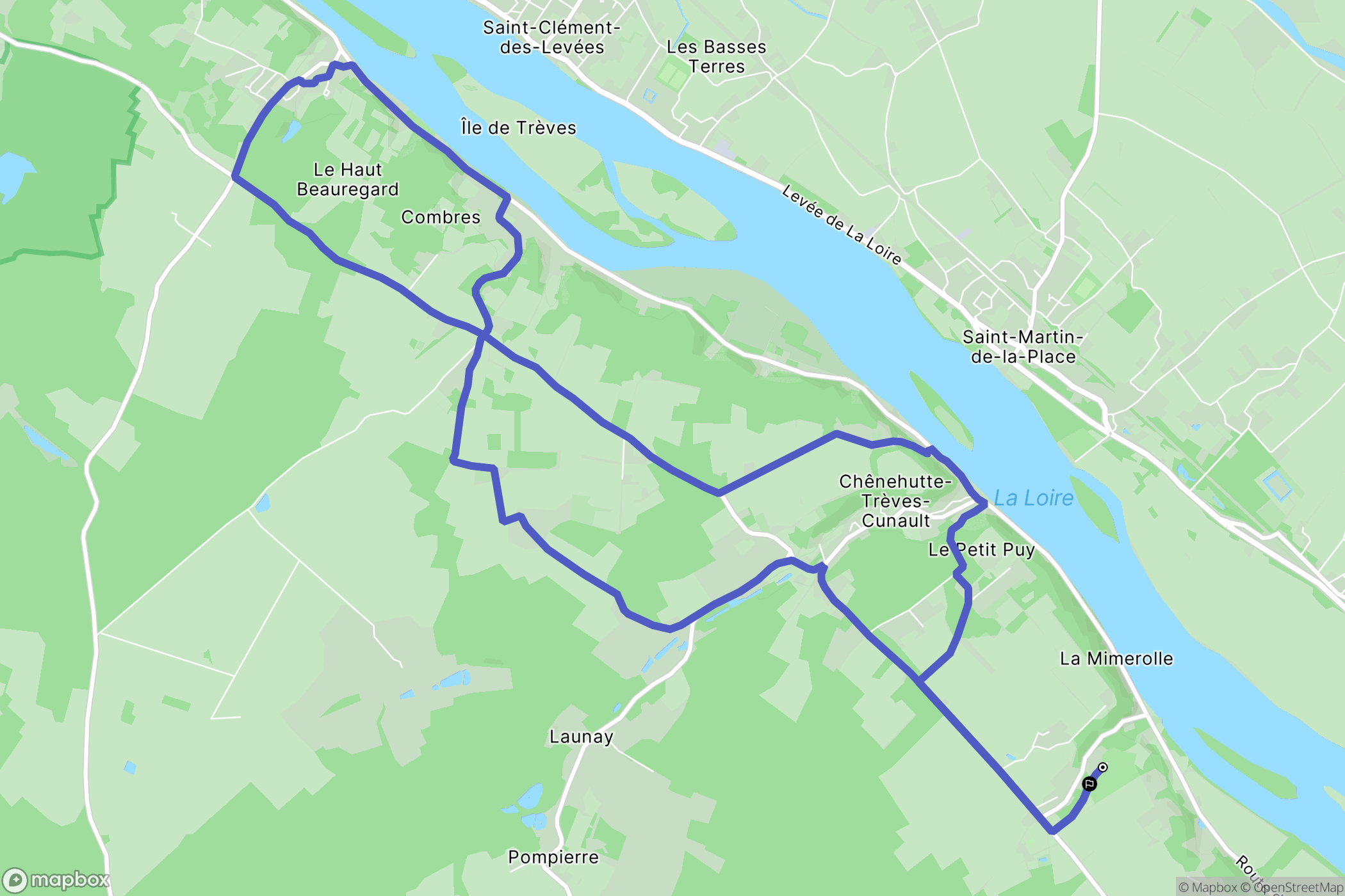 Saumur : carte du parcours de randonnée - France