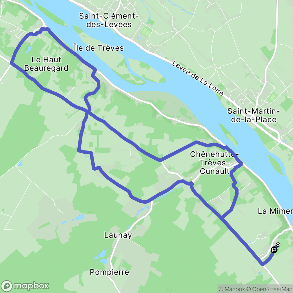 Saumur : carte du parcours de randonnée - France