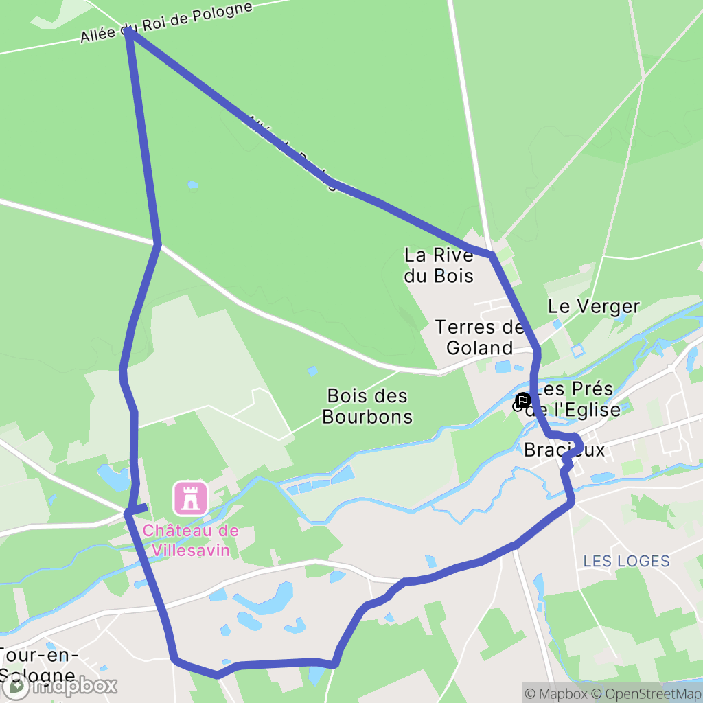 Bracieux : carte du parcours de randonnée - France