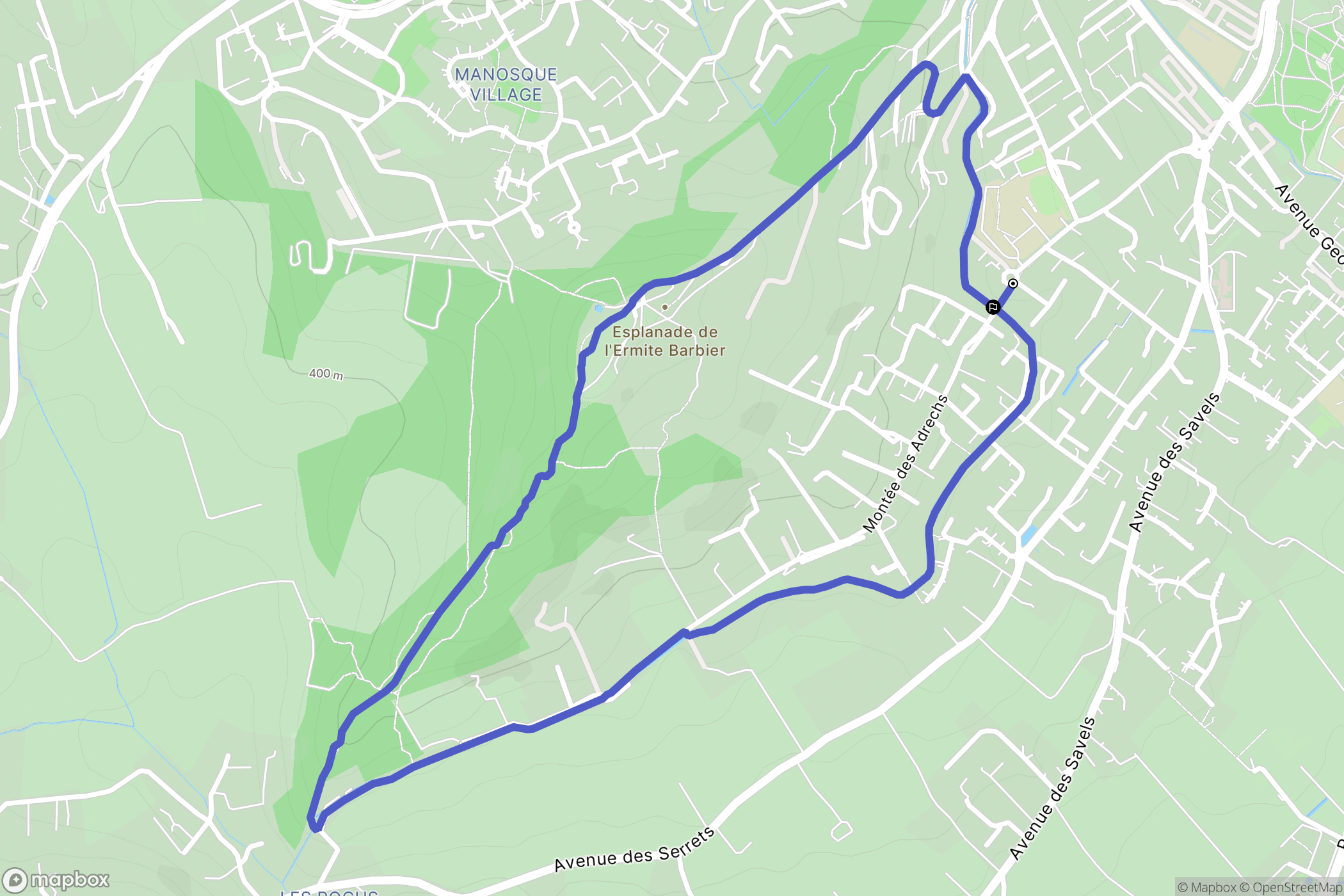 Manosque : carte du parcours de randonnée - France