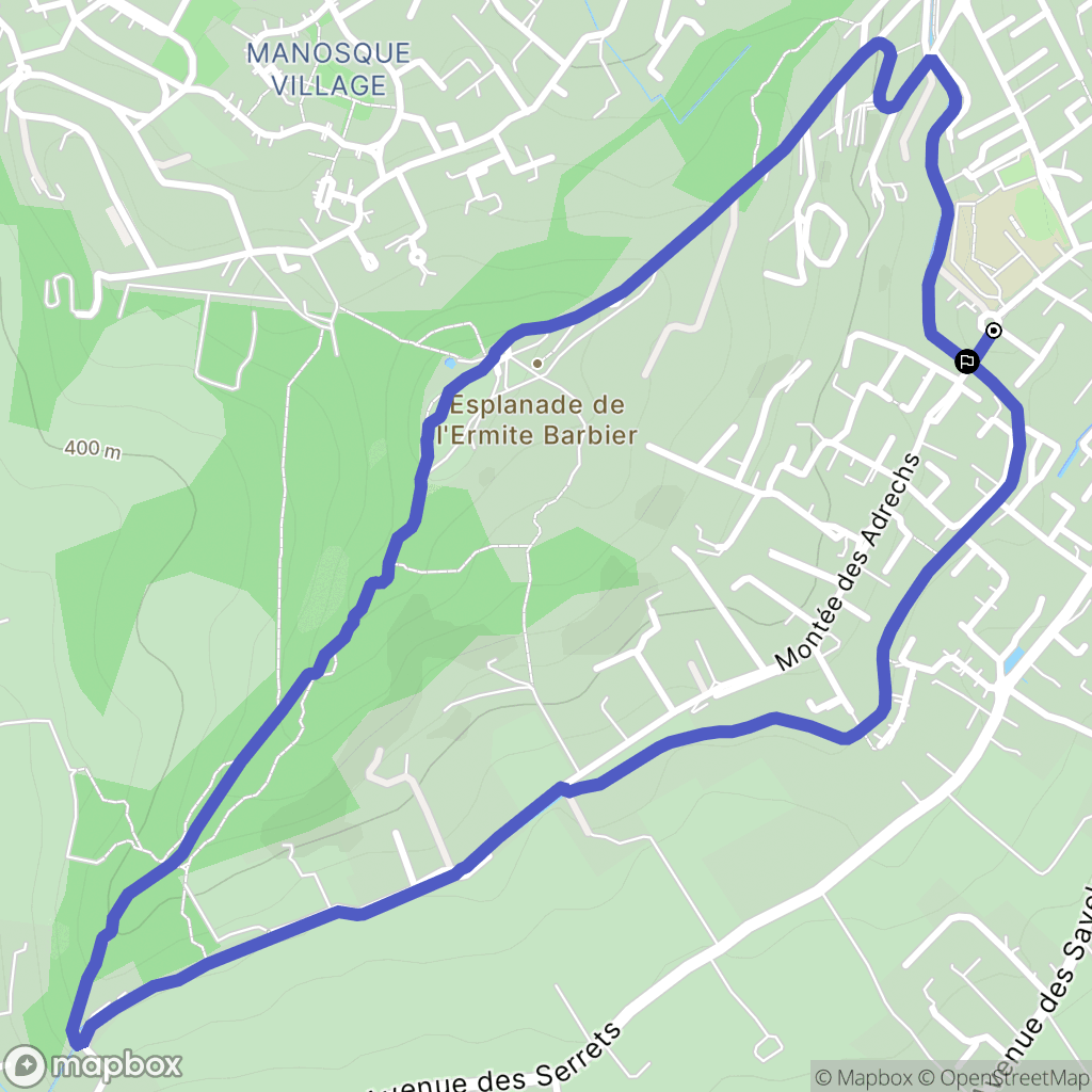 Manosque : carte du parcours de randonnée - France