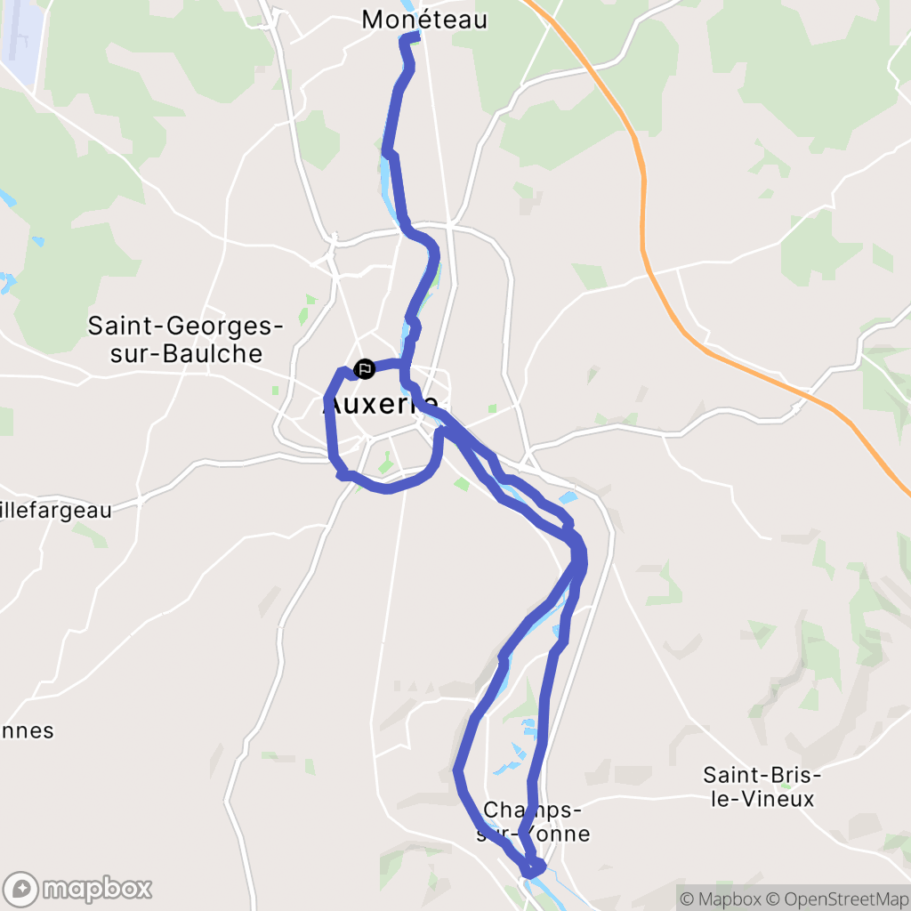 Auxerre : carte du parcours de randonnée - France