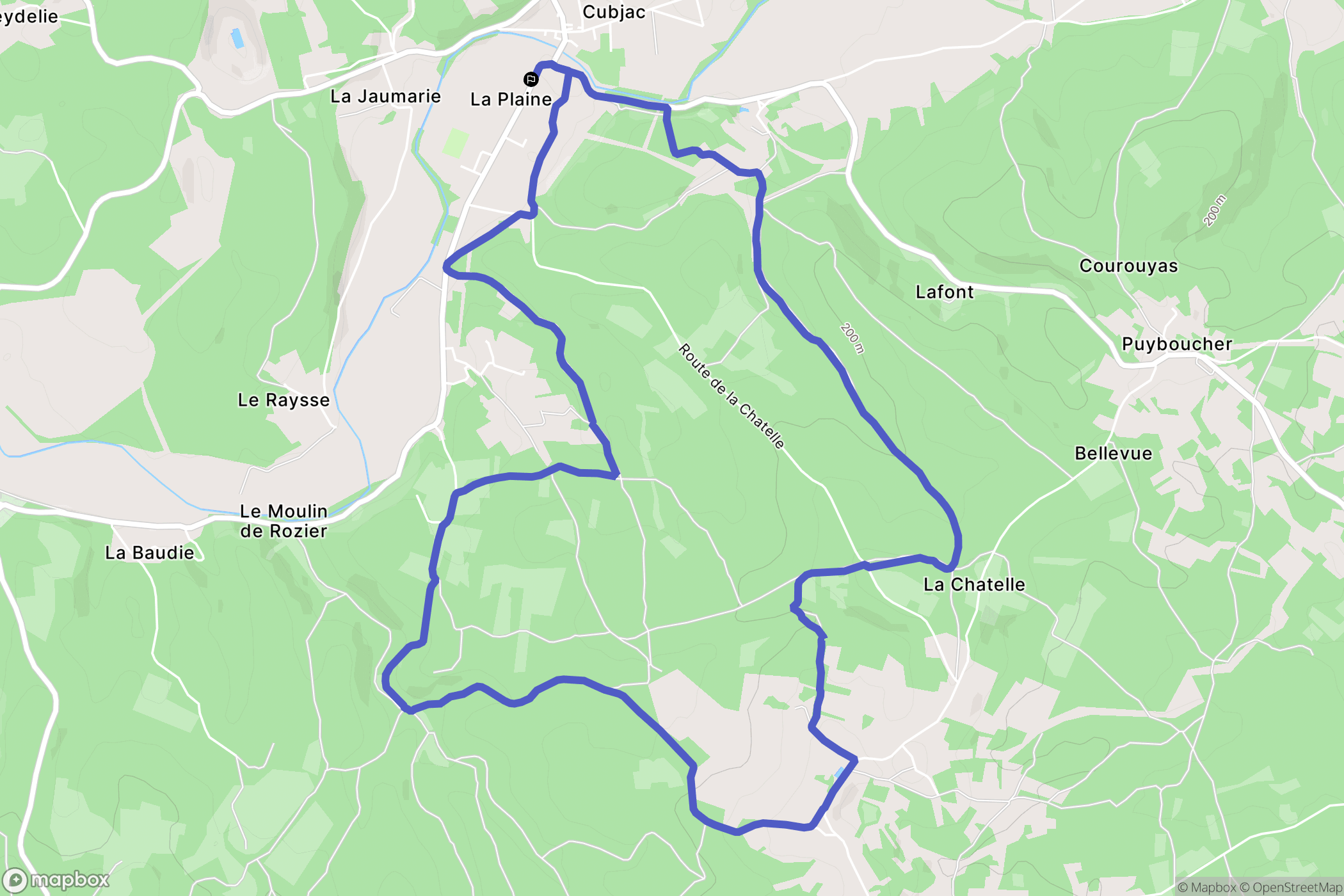 Cubjac-Auvézère-Val d'Ans : carte du parcours de randonnée - France
